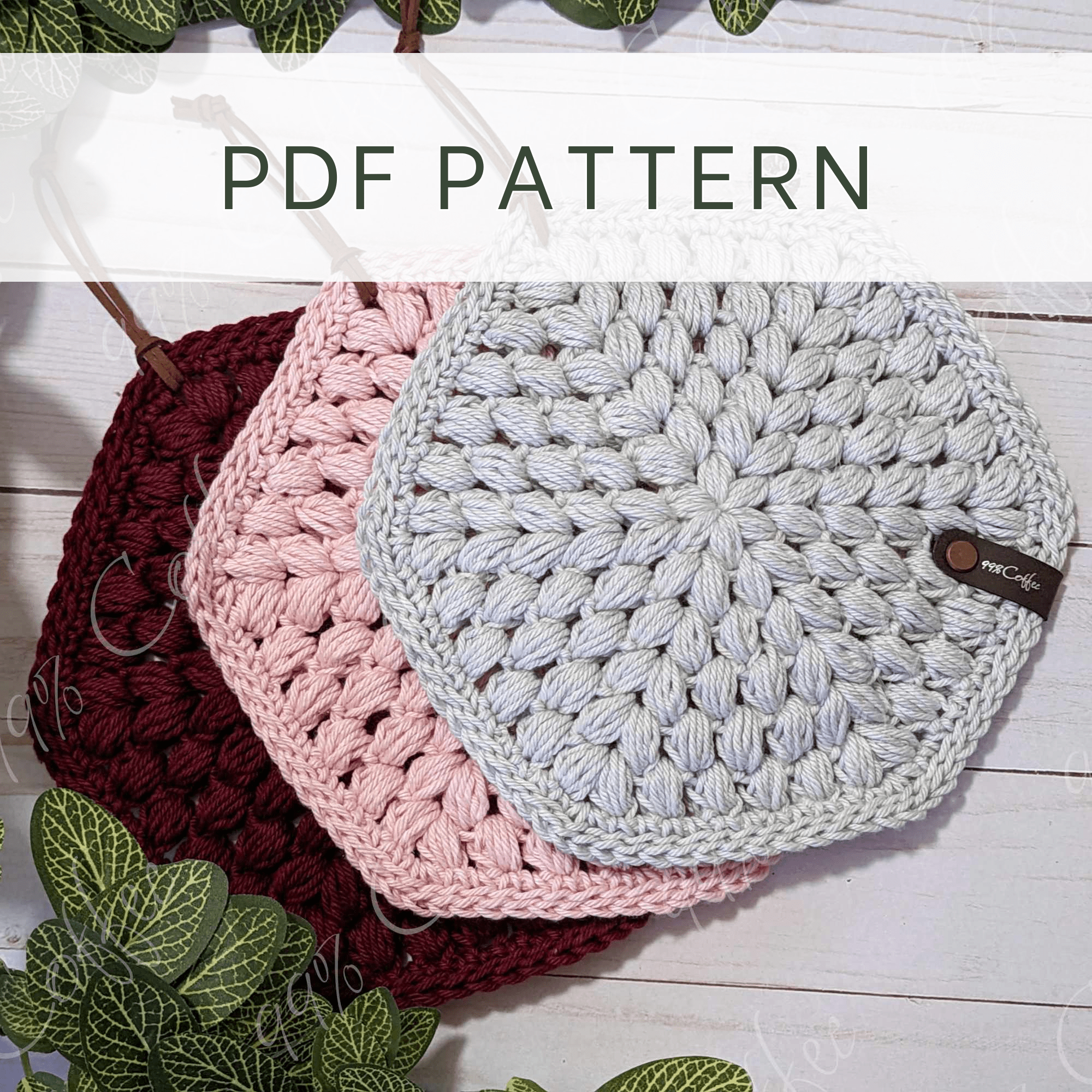 Crochet Pattern || Fancy Puff Trivet - Cute and Easy Kitchen Pot Holder Crochet Pattern - 99% Coffee
