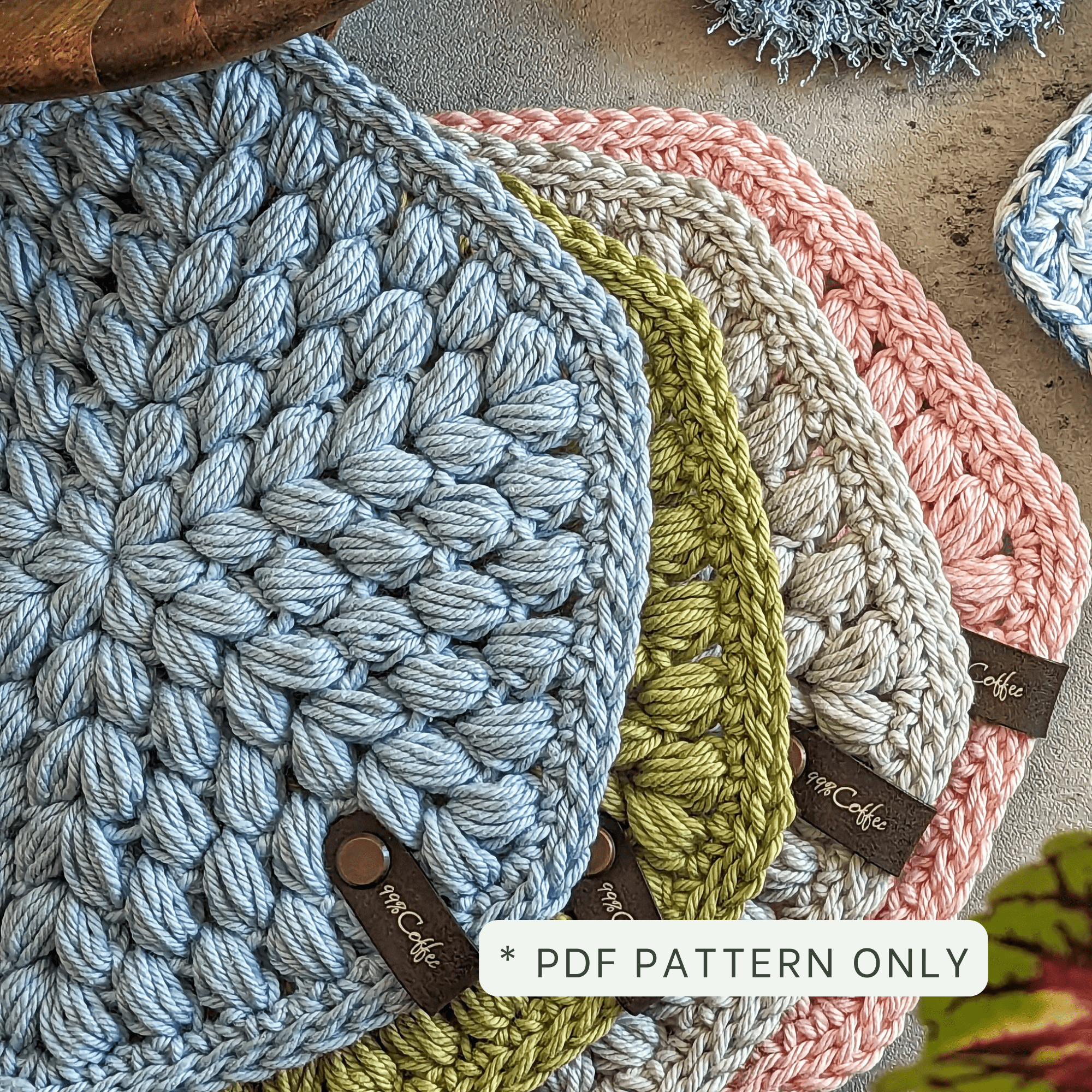 Crochet Pattern || Fancy Puff Trivet - Cute and Easy Kitchen Pot Holder Crochet Pattern - 99% Coffee