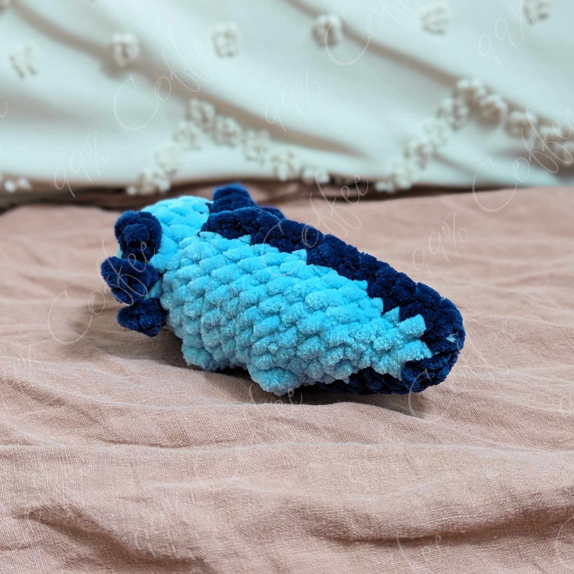 Baby Axolotl Plush Stuffed Animal - Cute Handmade Small Axolotl Plushie - 99% Coffee - #color_blue