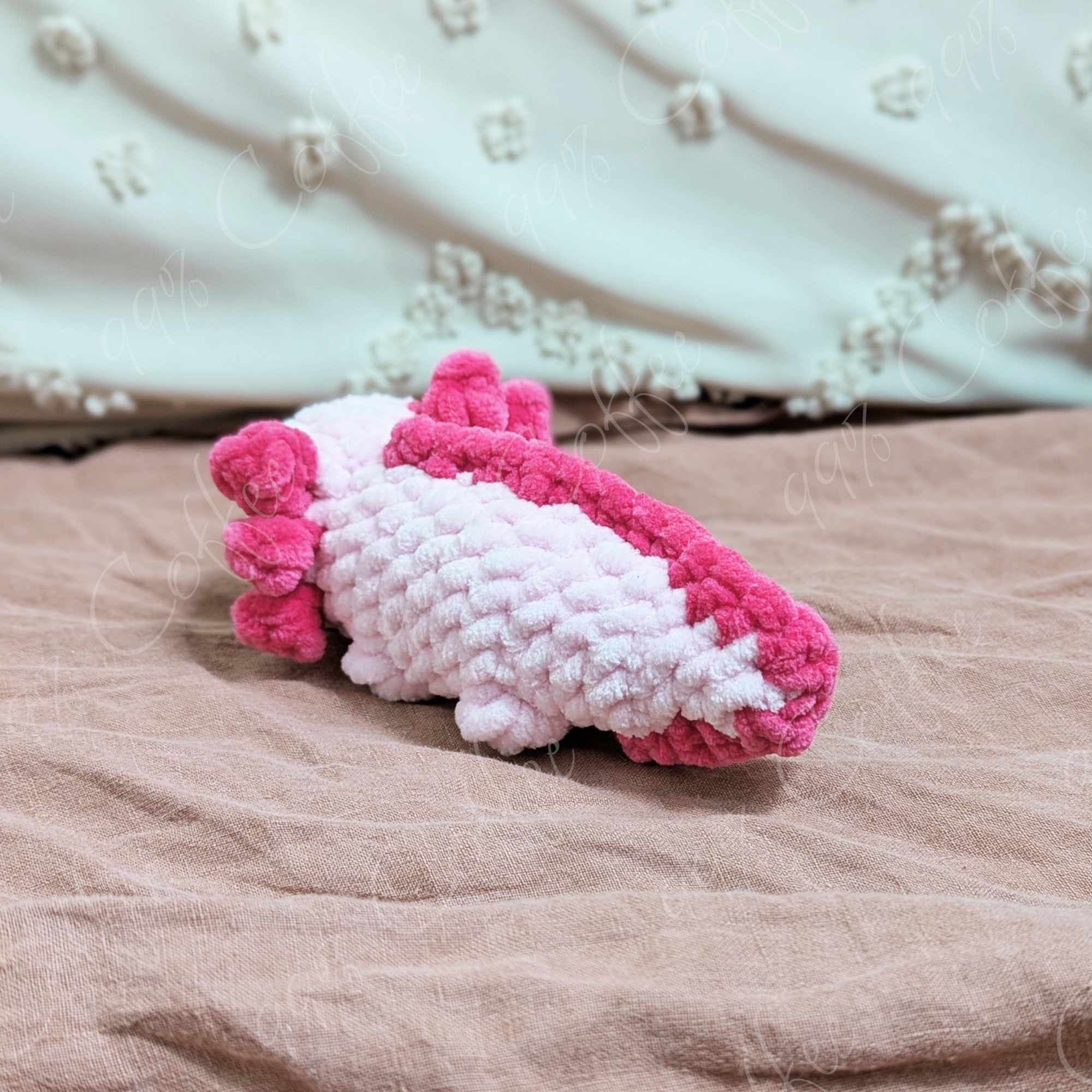Baby Axolotl Plush Stuffed Animal - Cute Handmade Small Axolotl Plushie - 99% Coffee - #color_Pink