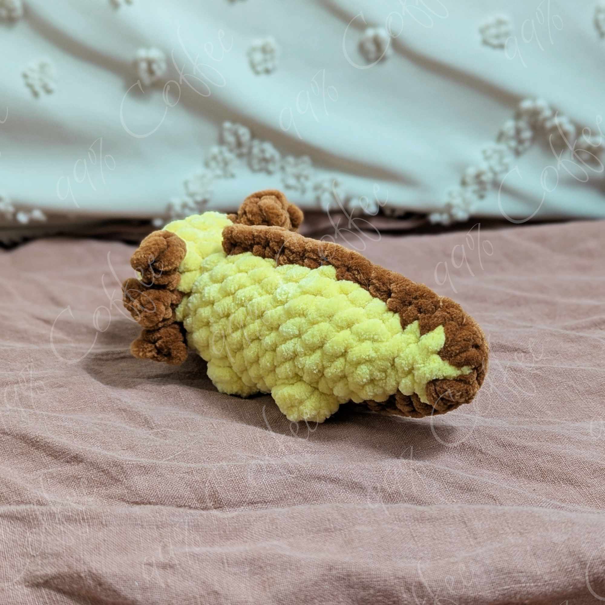 Baby Axolotl Plush Stuffed Animal - Cute Handmade Small Axolotl Plushie - 99% Coffee - #color_yellow