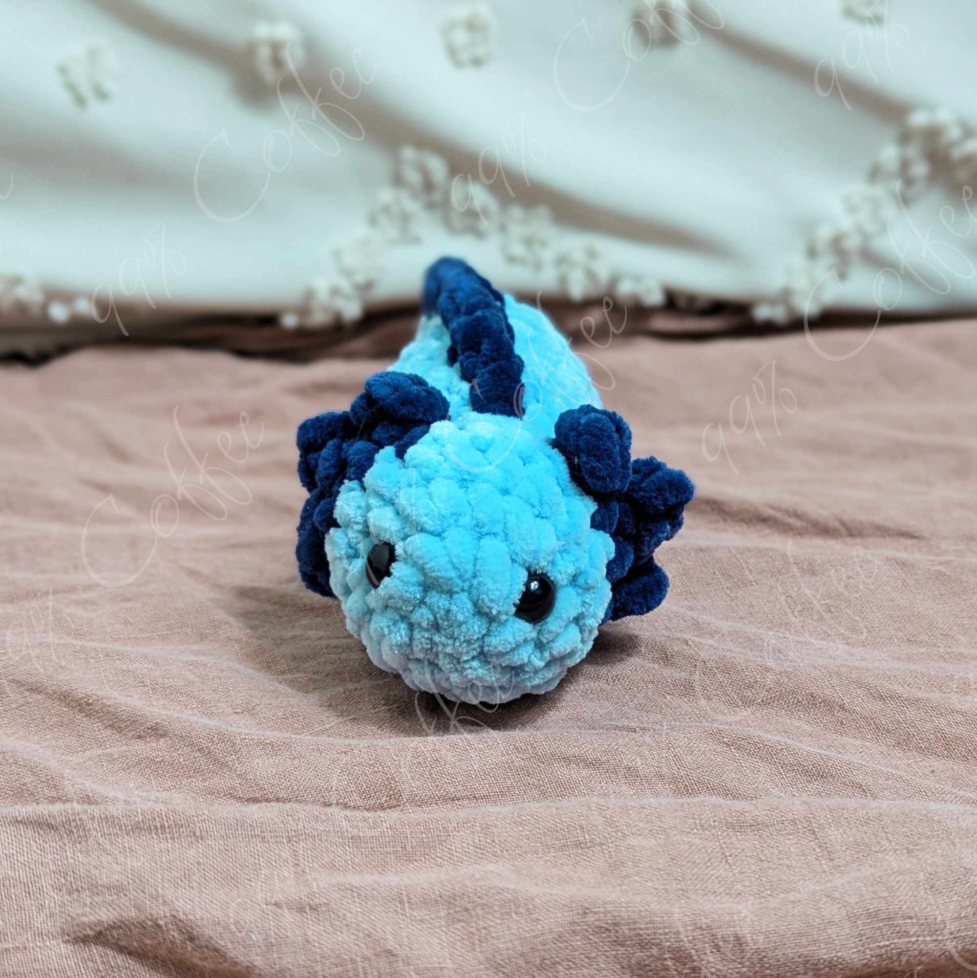 Baby Axolotl Plush Stuffed Animal - Cute Handmade Small Axolotl Plushie - 99% Coffee -