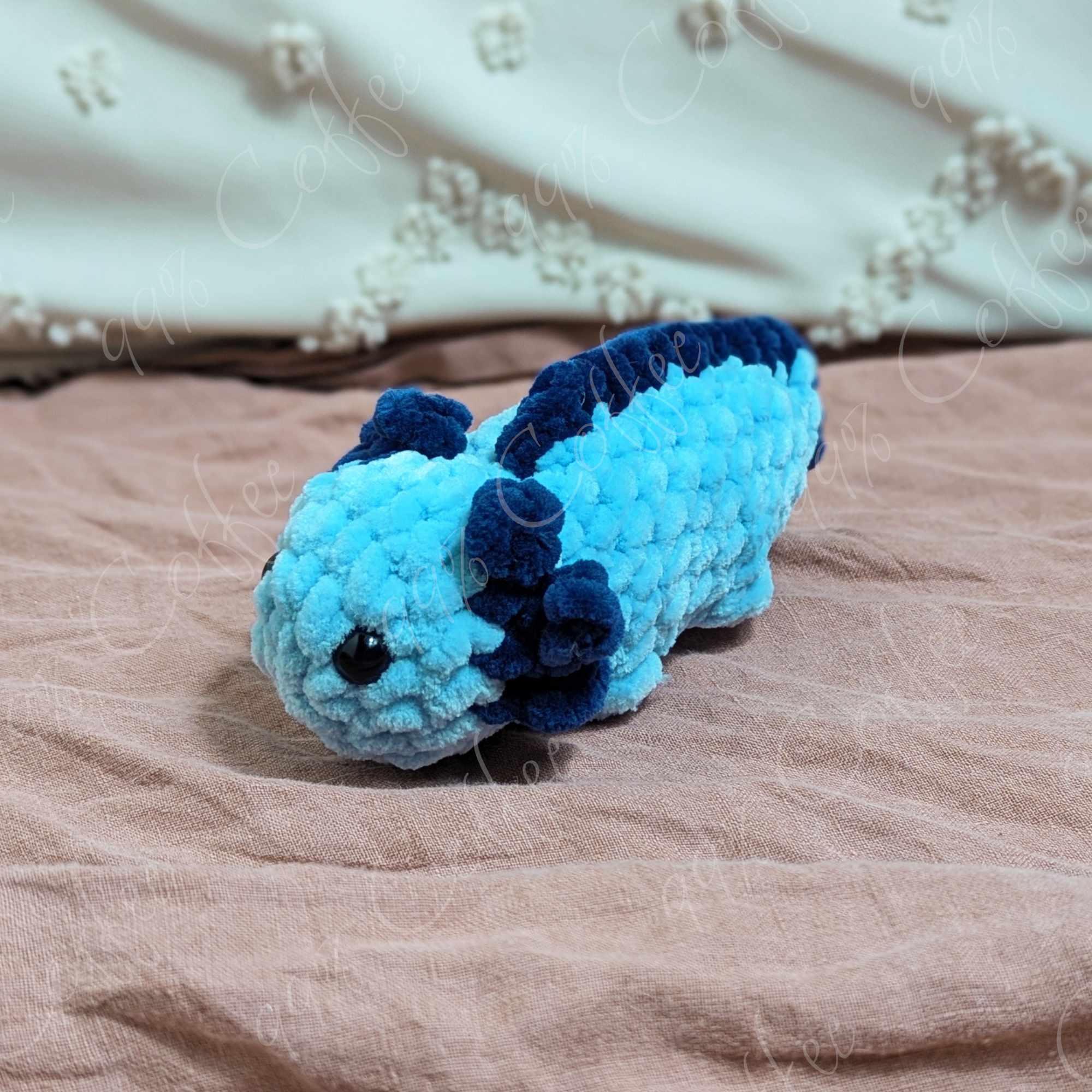Baby Axolotl Plush Stuffed Animal - Cute Handmade Small Axolotl Plushie - 99% Coffee -