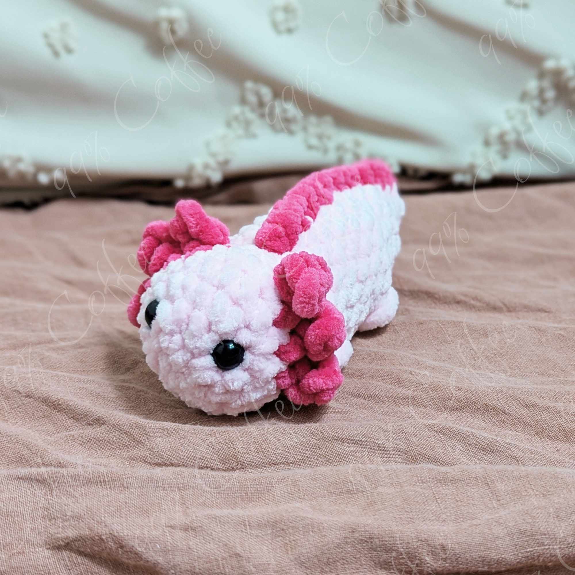 Baby Axolotl Plush Stuffed Animal - Cute Handmade Small Axolotl Plushie - 99% Coffee - #color_Pink