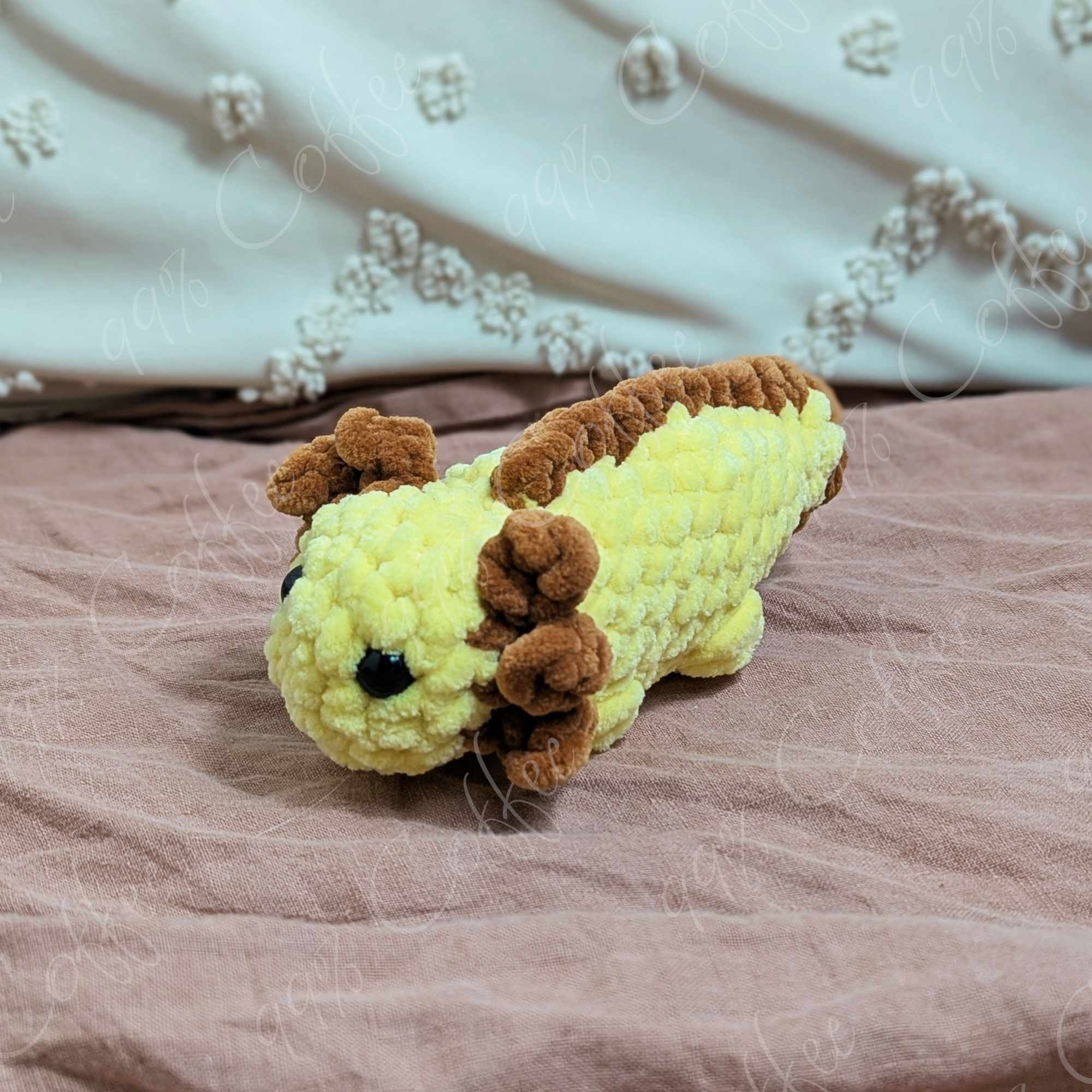 Baby Axolotl Plush Stuffed Animal - Cute Handmade Small Axolotl Plushie - 99% Coffee -