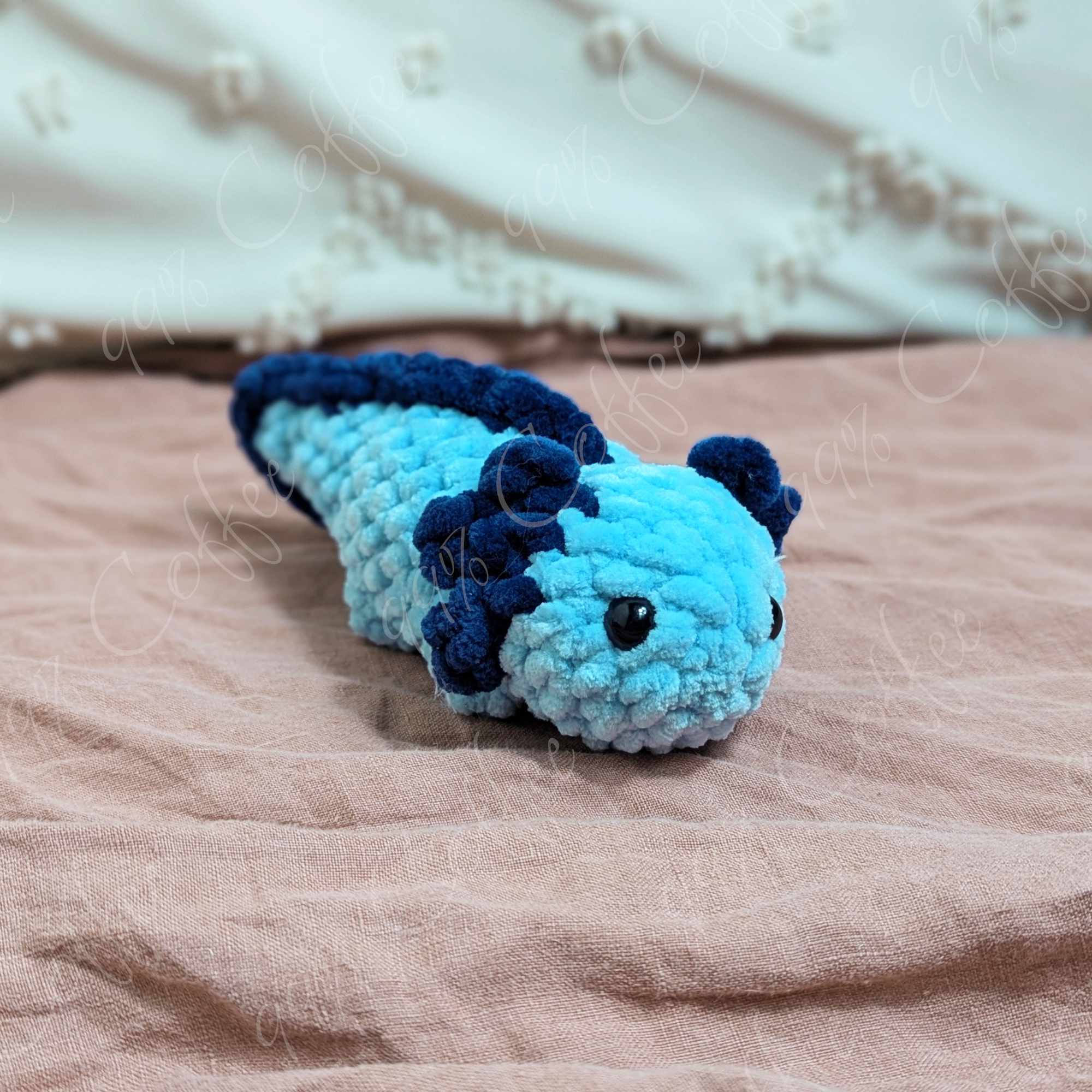 Baby Axolotl Plush Stuffed Animal - Cute Handmade Small Axolotl Plushie - 99% Coffee -