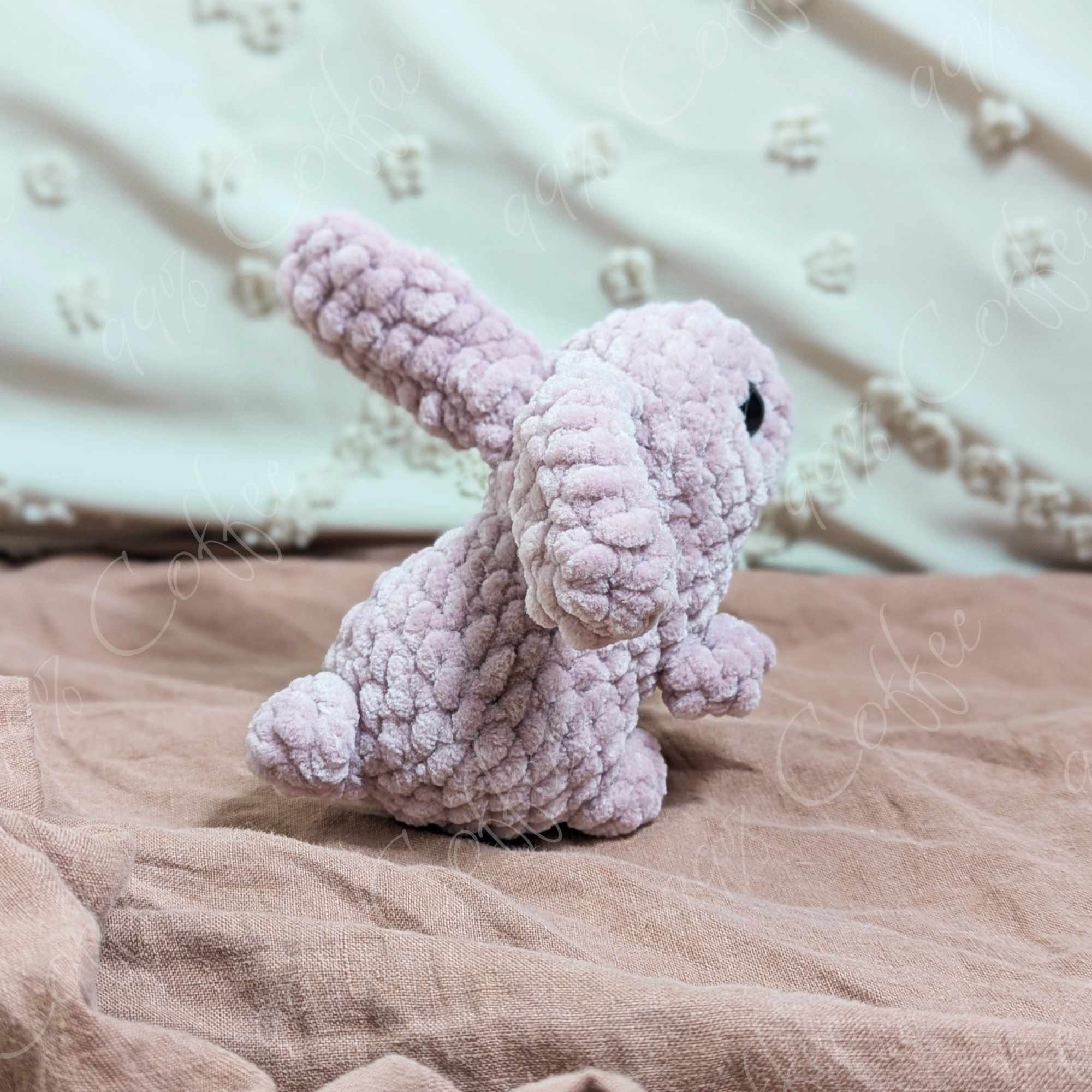 Baby Bunny Stuffed Animal - Cute Handmade Baby Bunny Plushie - 99% Coffee - #color_dusty-pink