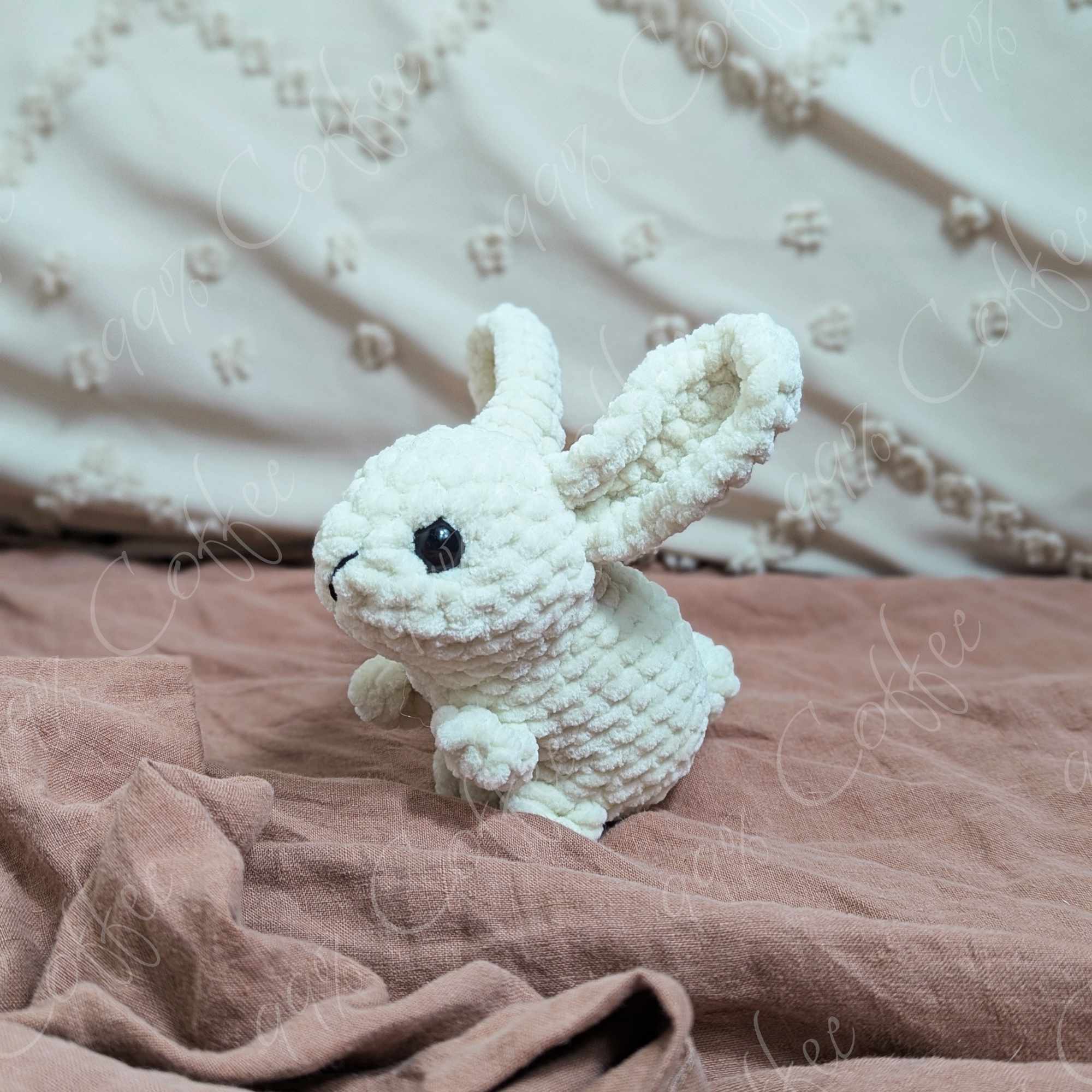 Baby Bunny Stuffed Animal - Cute Handmade Baby Bunny Plushie - 99% Coffee - #color_Cream