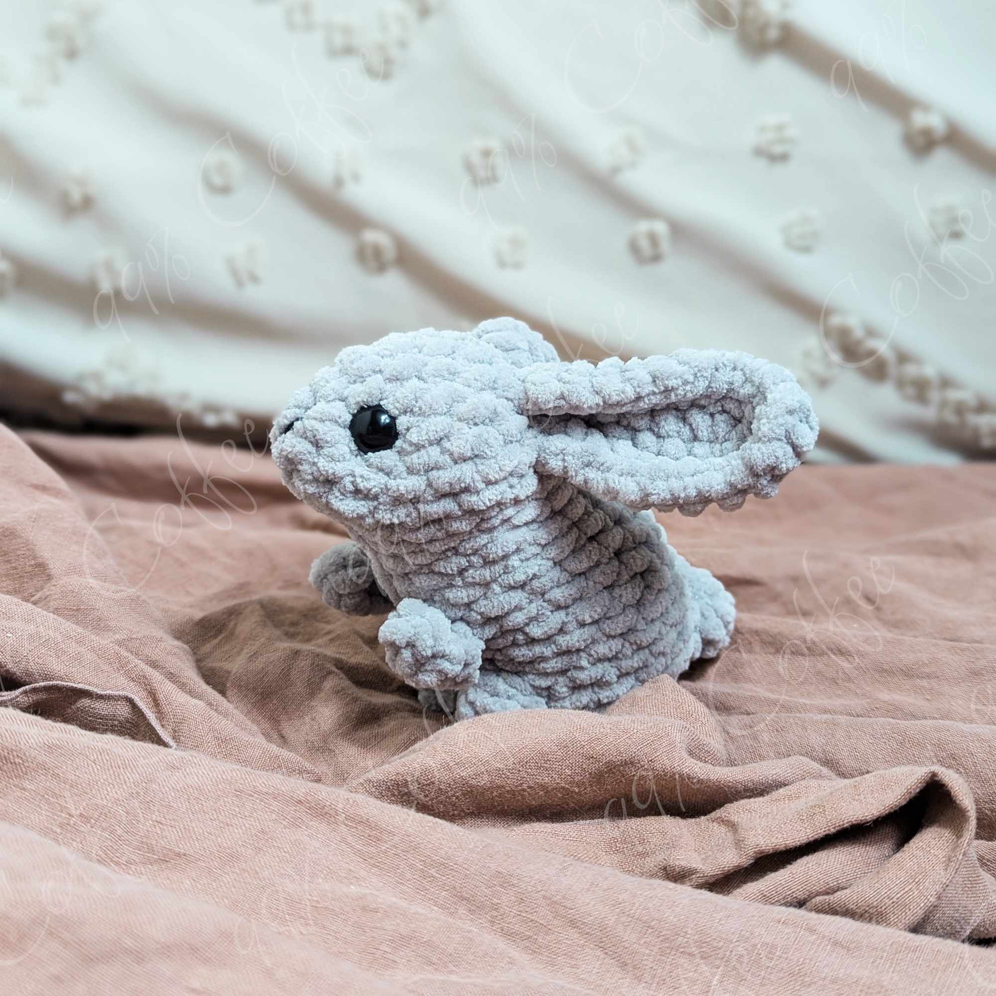 Baby Bunny Stuffed Animal - Cute Handmade Baby Bunny Plushie - 99% Coffee - #color_Light-Grey