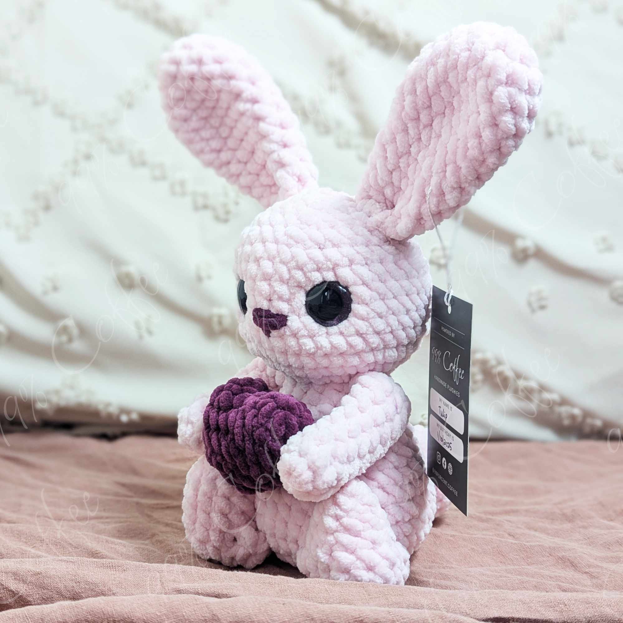 Bunny & Heart Stuffed Animal - 99% Coffee