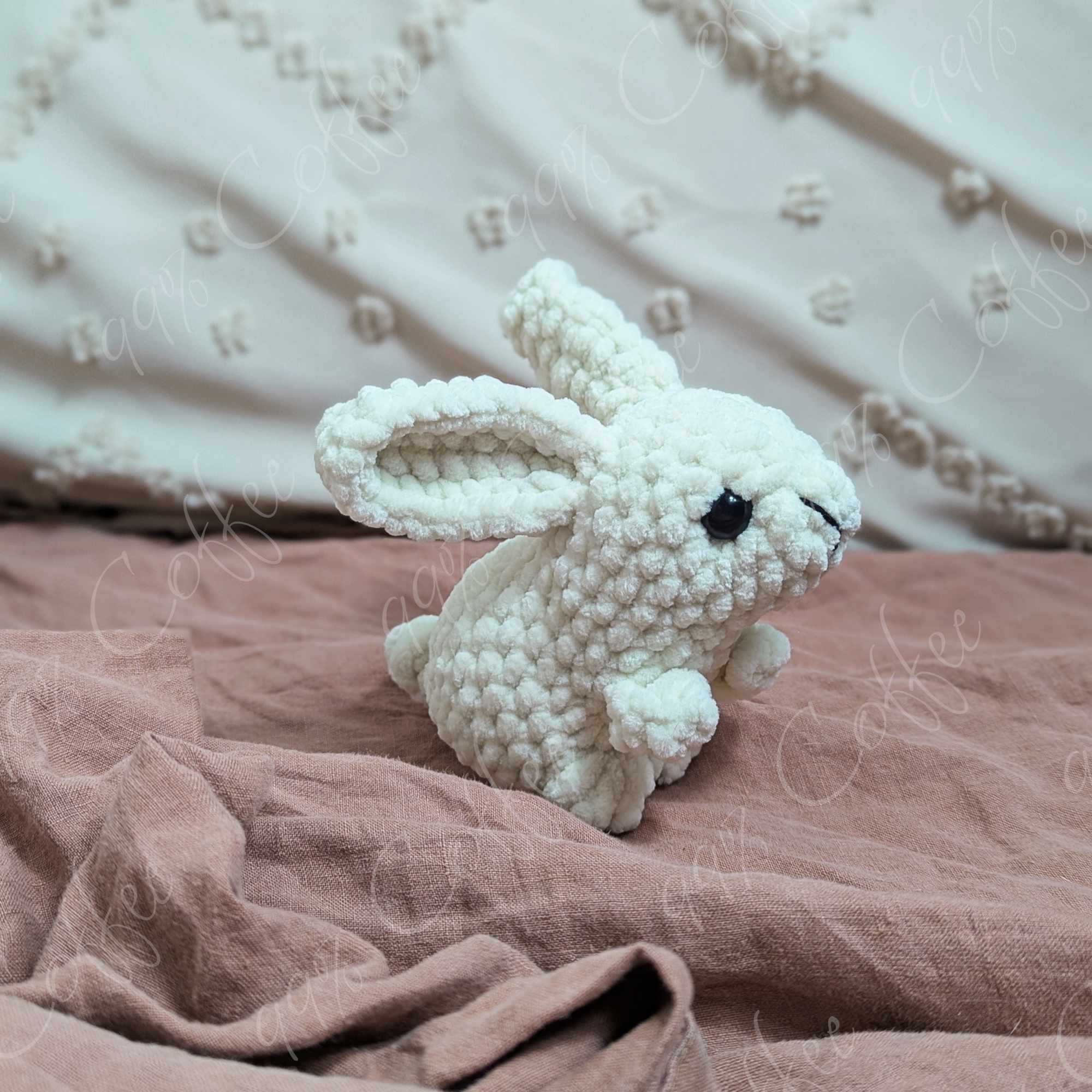 Baby Bunny Stuffed Animal - Cute Handmade Baby Bunny Plushie - 99% Coffee - #color_Cream