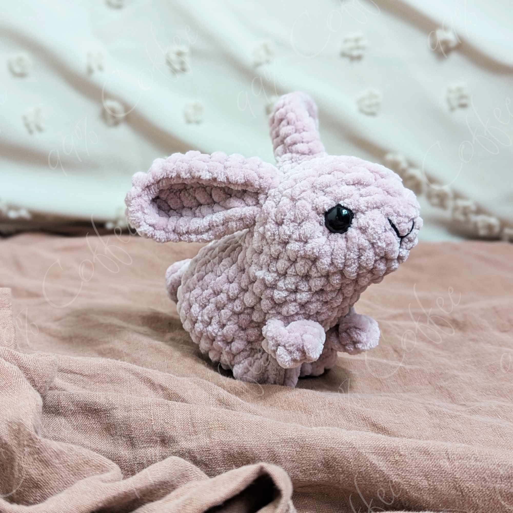 Baby Bunny Stuffed Animal - Cute Handmade Baby Bunny Plushie - 99% Coffee - #color_dusty-pink