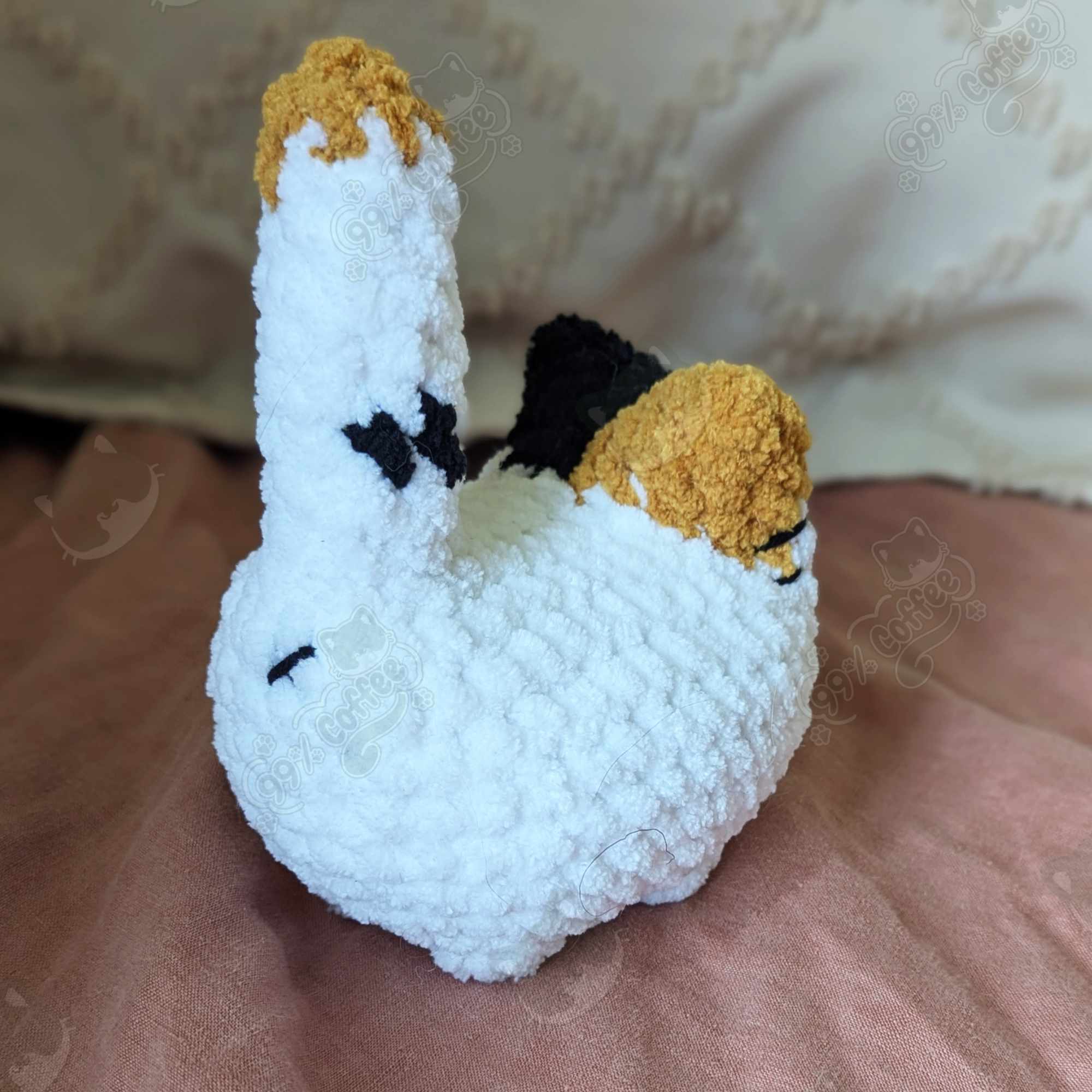 Customizable Loaf Cat Plushie, Calico - Handmade Custom Cat Stuffed Animal - 99% Coffee - #color_classic