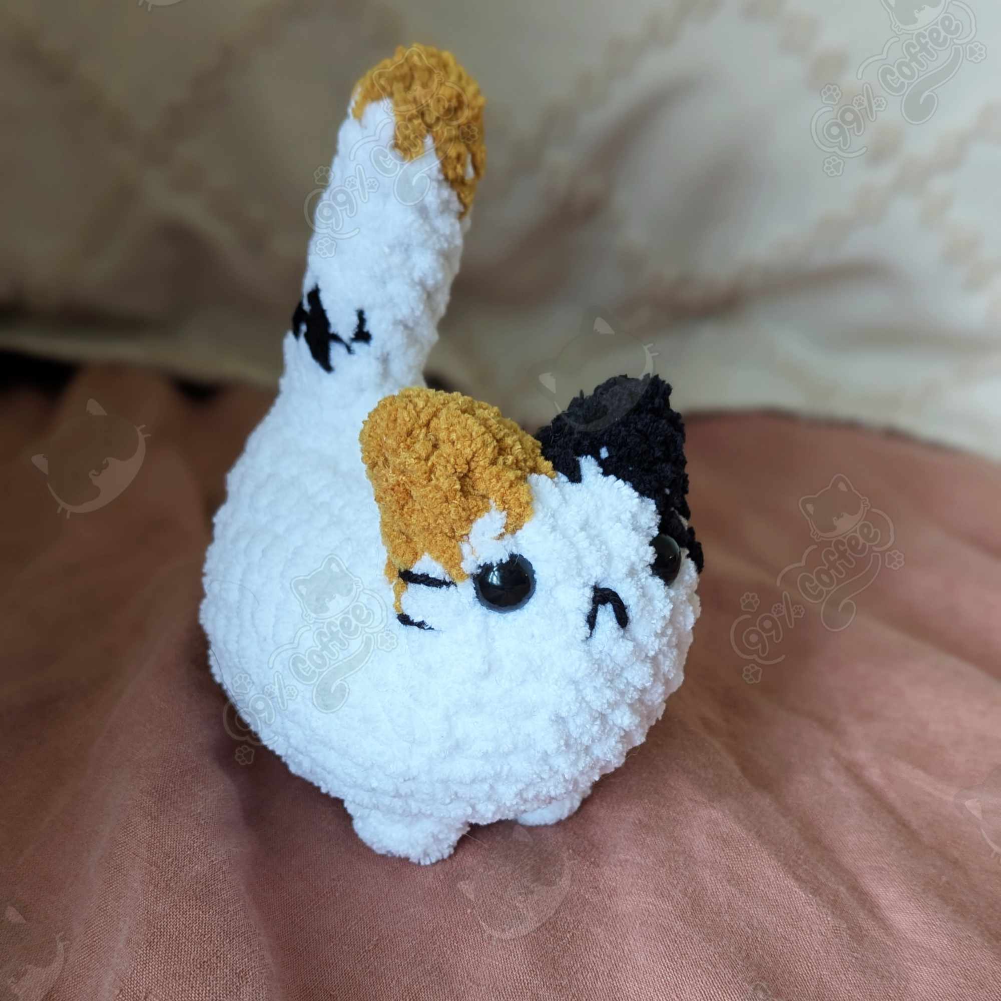 Customizable Loaf Cat Plushie, Calico - Handmade Custom Cat Stuffed Animal - 99% Coffee - #color_classic