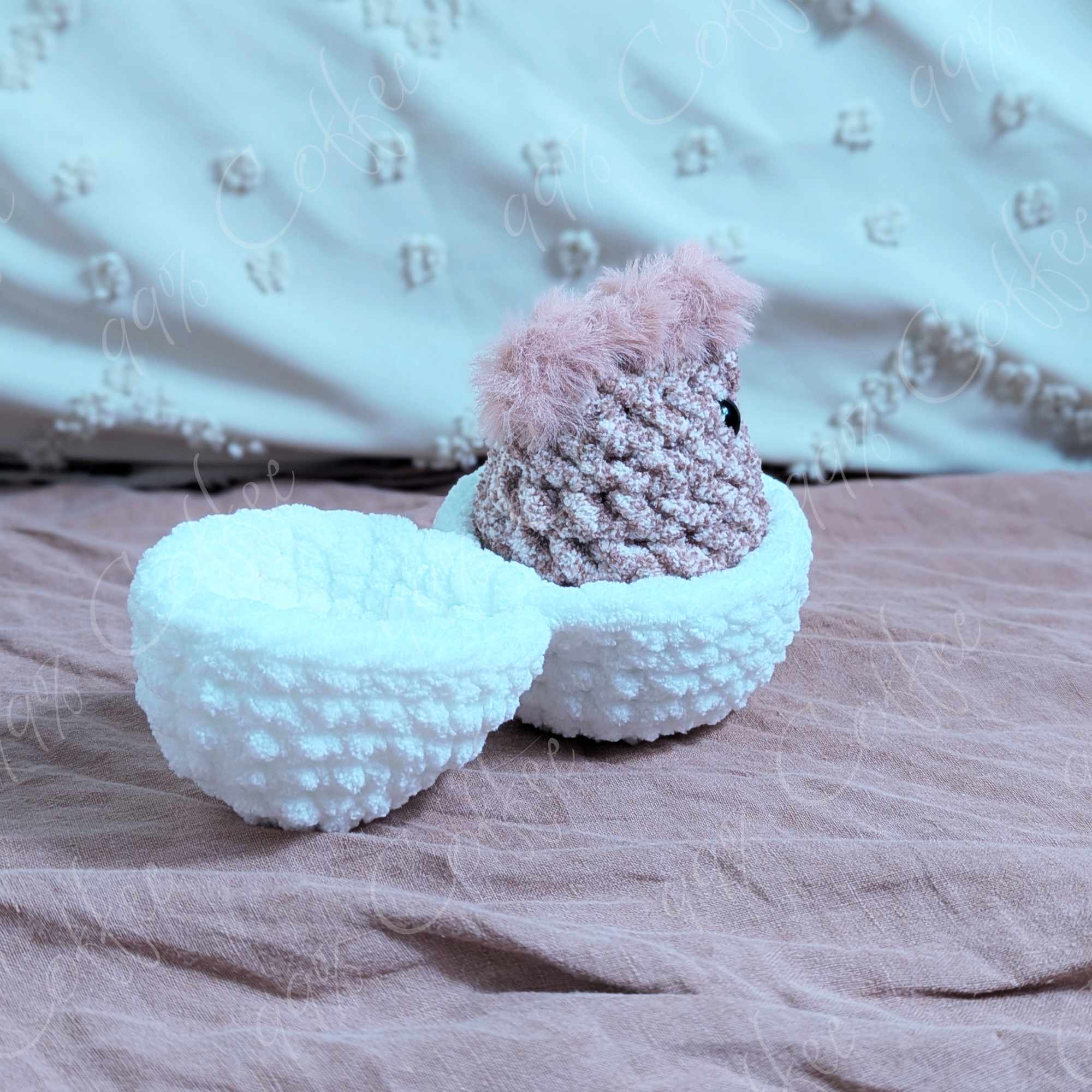 Hatching Chick Stuffed Animal - Cute Handmade Baby Chick Plushie - 99% Coffee -