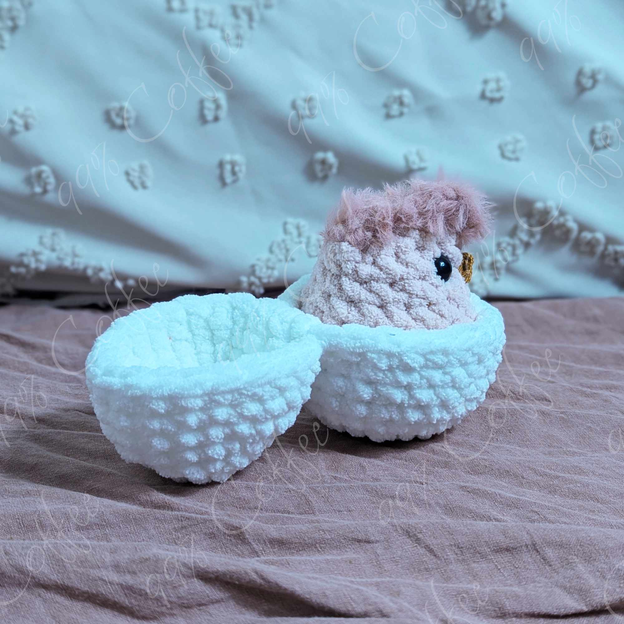 Hatching Chick Stuffed Animal - Cute Handmade Baby Chick Plushie - 99% Coffee -