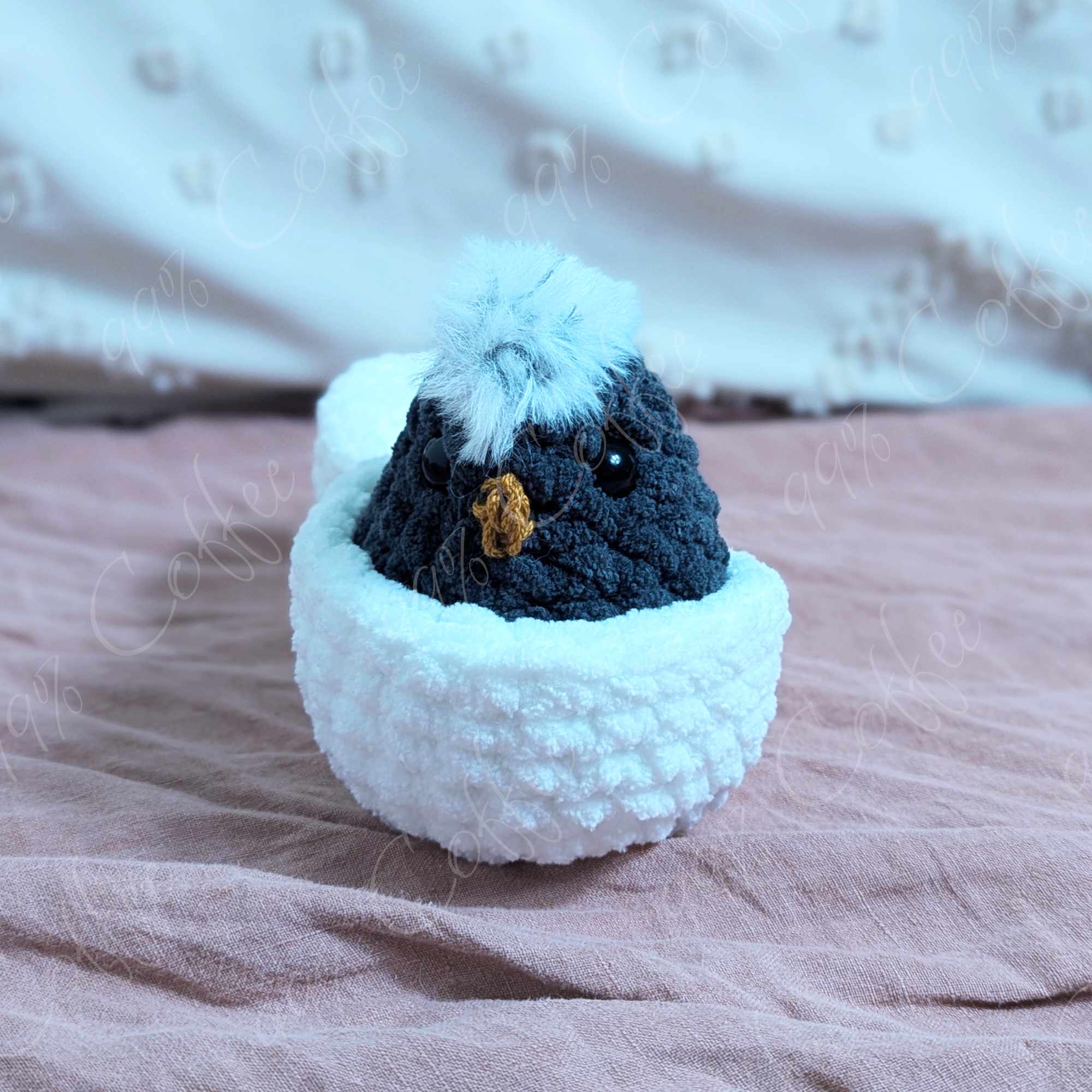 Hatching Chick Stuffed Animal - Cute Handmade Baby Chick Plushie - 99% Coffee -