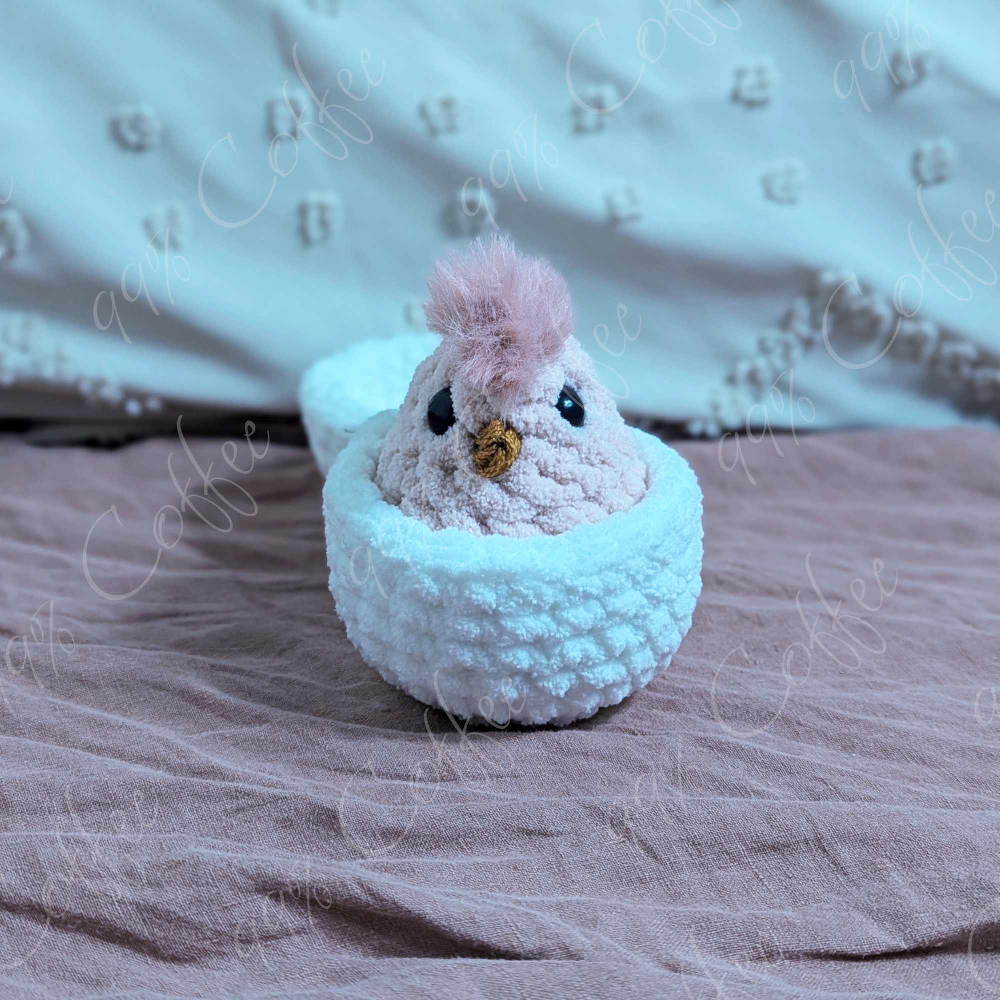 Hatching Chick Stuffed Animal - Cute Handmade Baby Chick Plushie - 99% Coffee -