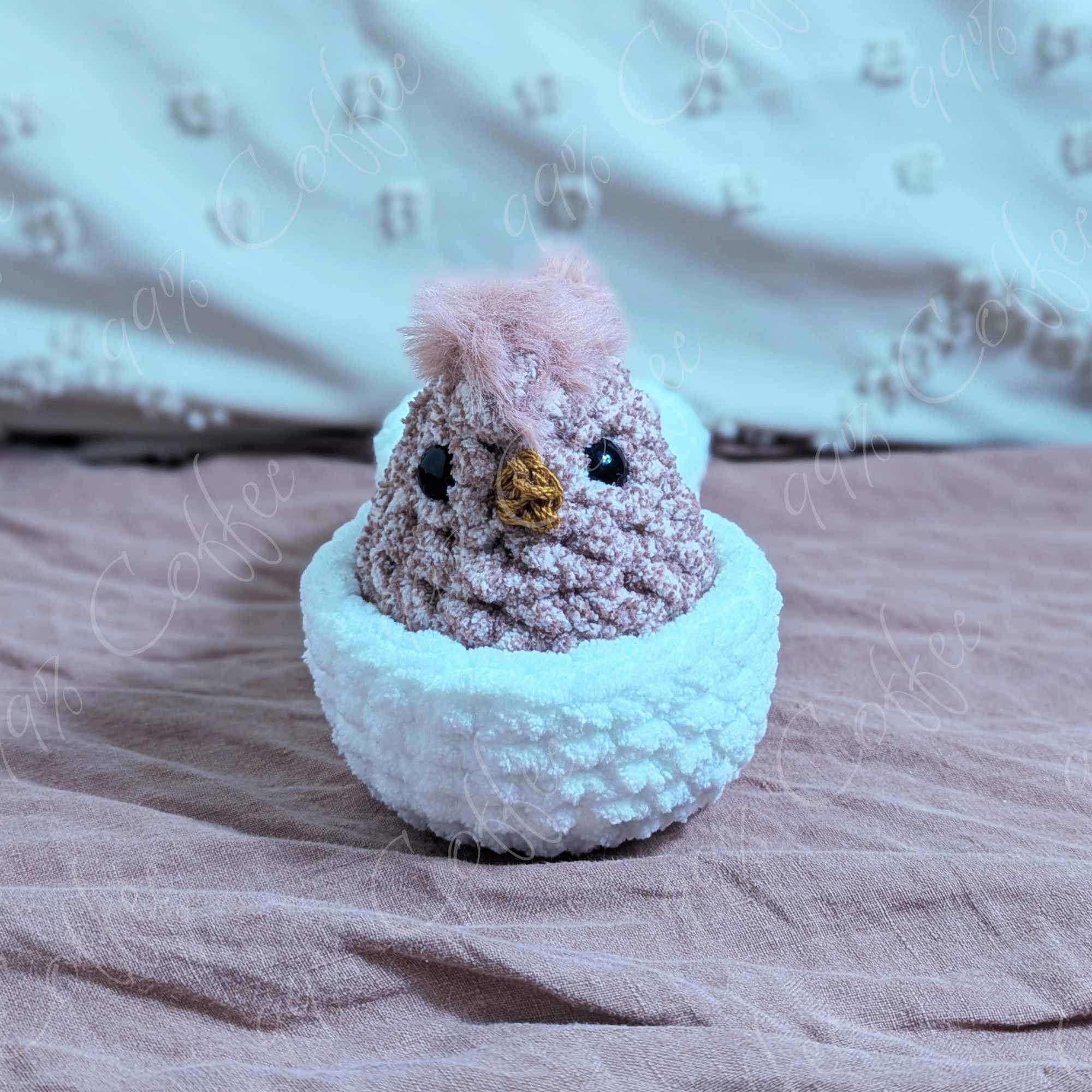 Hatching Chick Stuffed Animal - Cute Handmade Baby Chick Plushie - 99% Coffee -