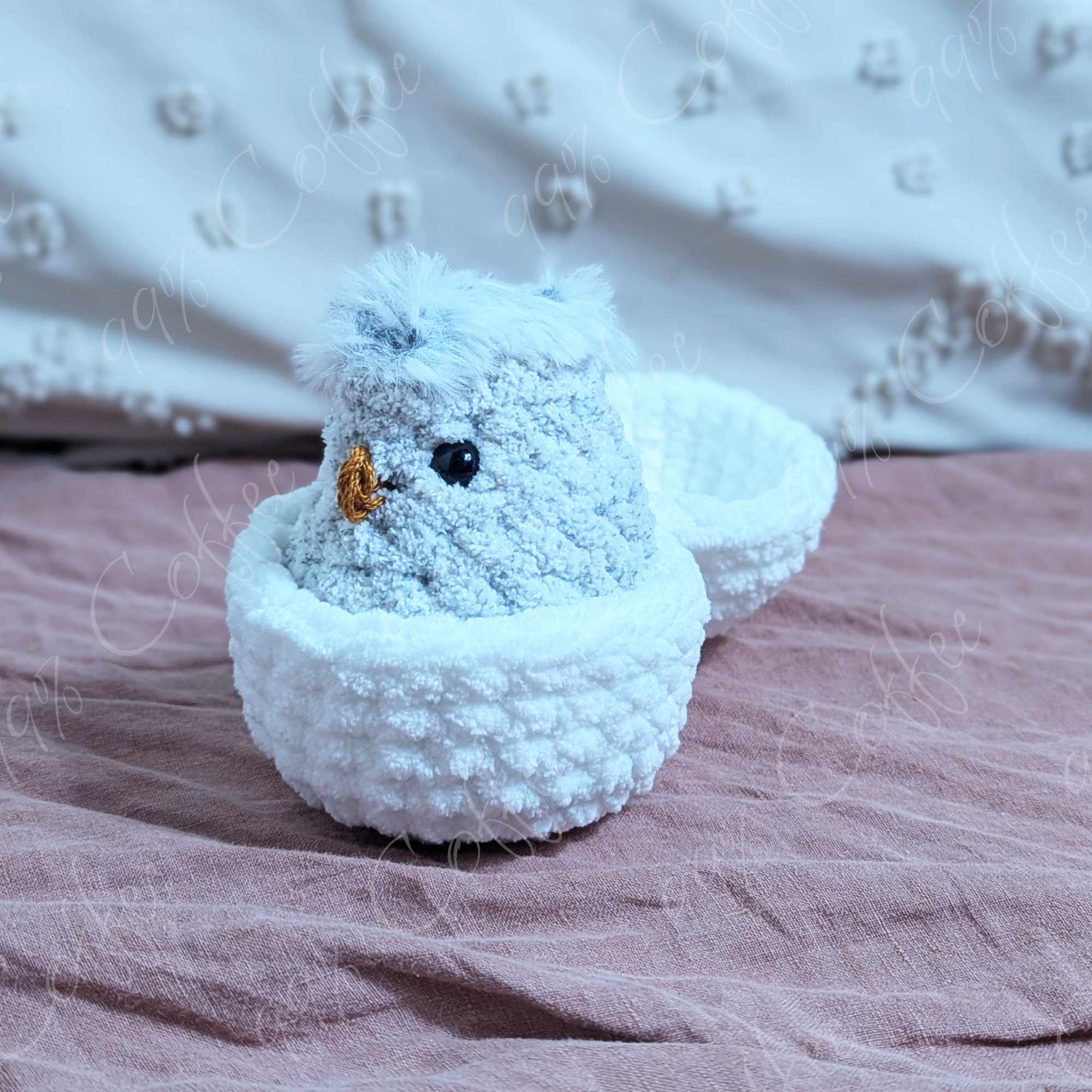 Hatching Chick Stuffed Animal - Cute Handmade Baby Chick Plushie - 99% Coffee -