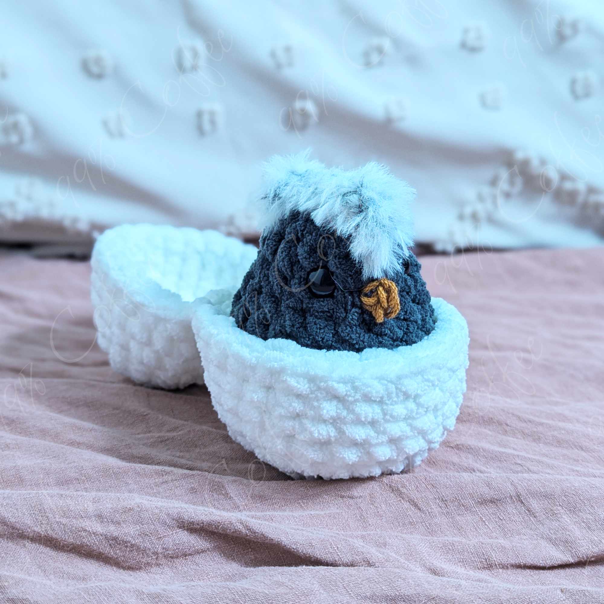 Hatching Chick Stuffed Animal - Cute Handmade Baby Chick Plushie - 99% Coffee -