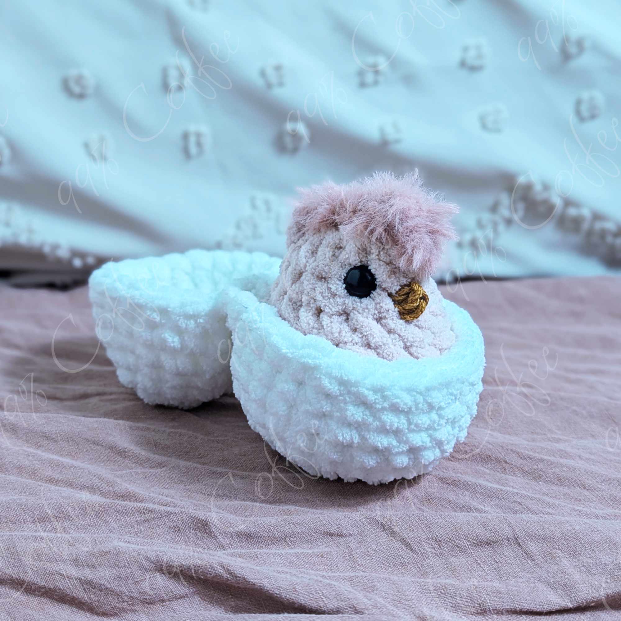 Hatching Chick Stuffed Animal - Cute Handmade Baby Chick Plushie - 99% Coffee -