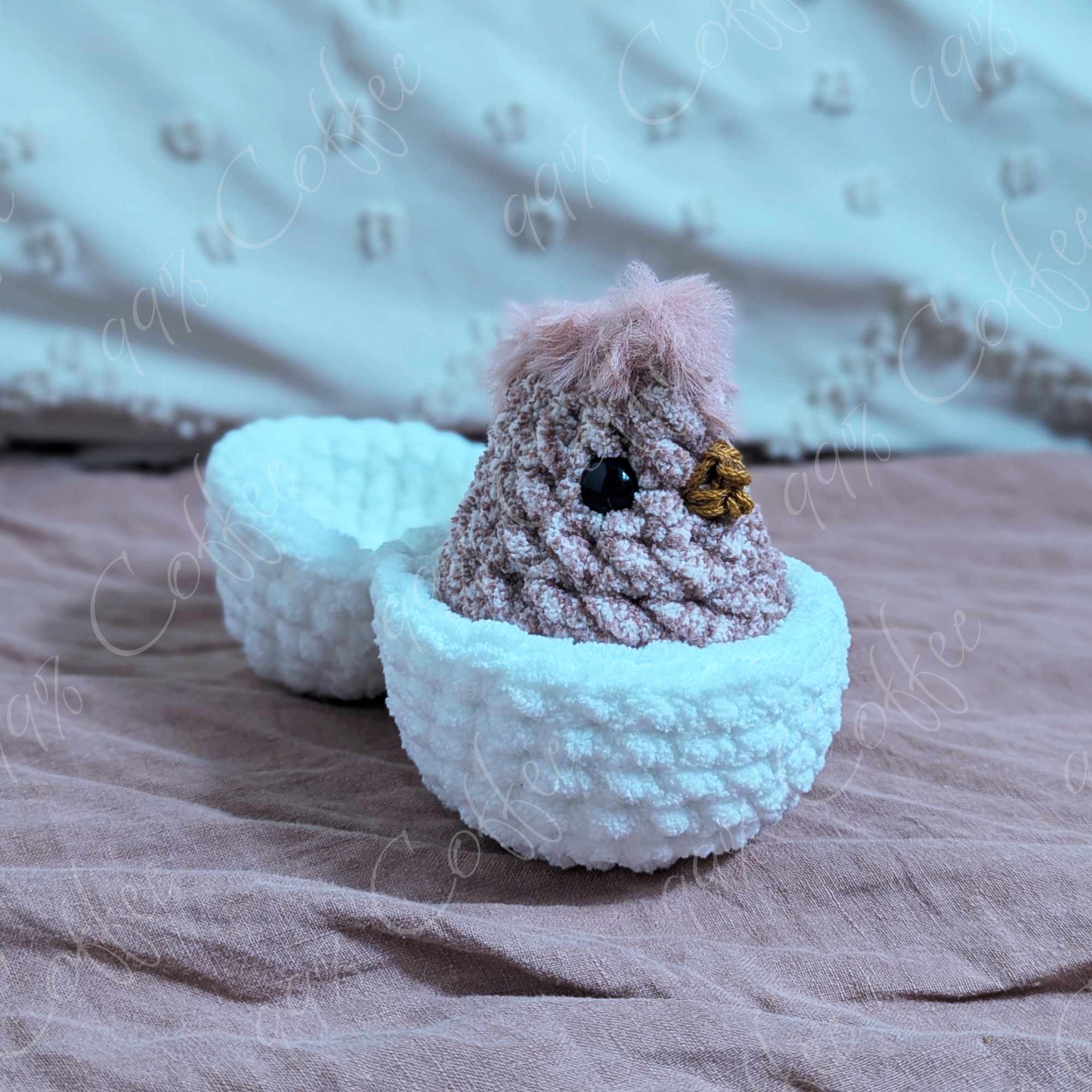 Hatching Chick Stuffed Animal - Cute Handmade Baby Chick Plushie - 99% Coffee -