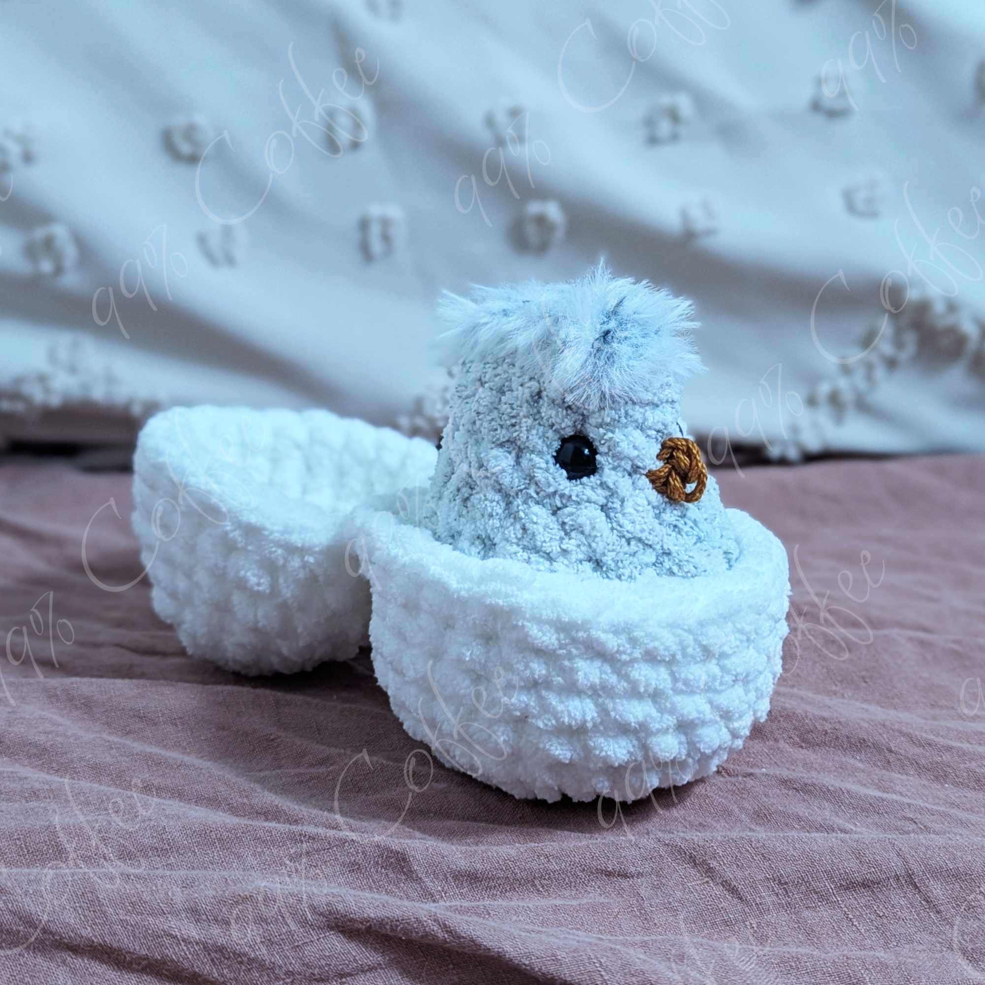 Hatching Chick Stuffed Animal - Cute Handmade Baby Chick Plushie - 99% Coffee -