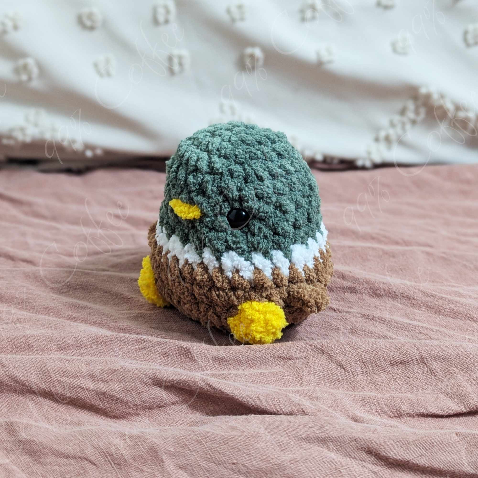 Chubby Mallard Duck Stuffed Animal - Cute Handmade Duck Stuffed Animal - 99% Coffee - #color_mallard