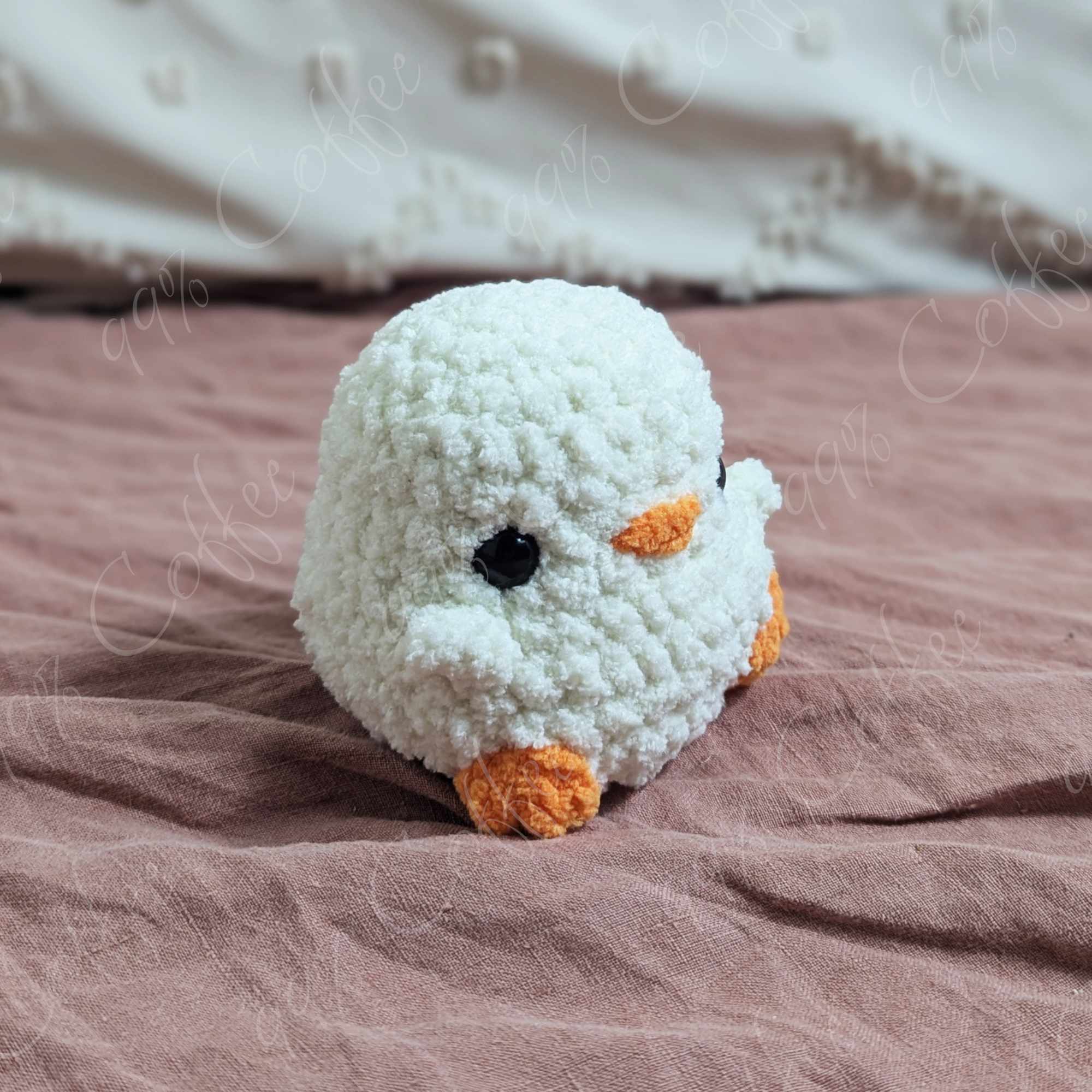 Chubby Goose Stuffed Animal - Cute Handmade Baby Goose Stuffed Animal - 99% Coffee - #color_white