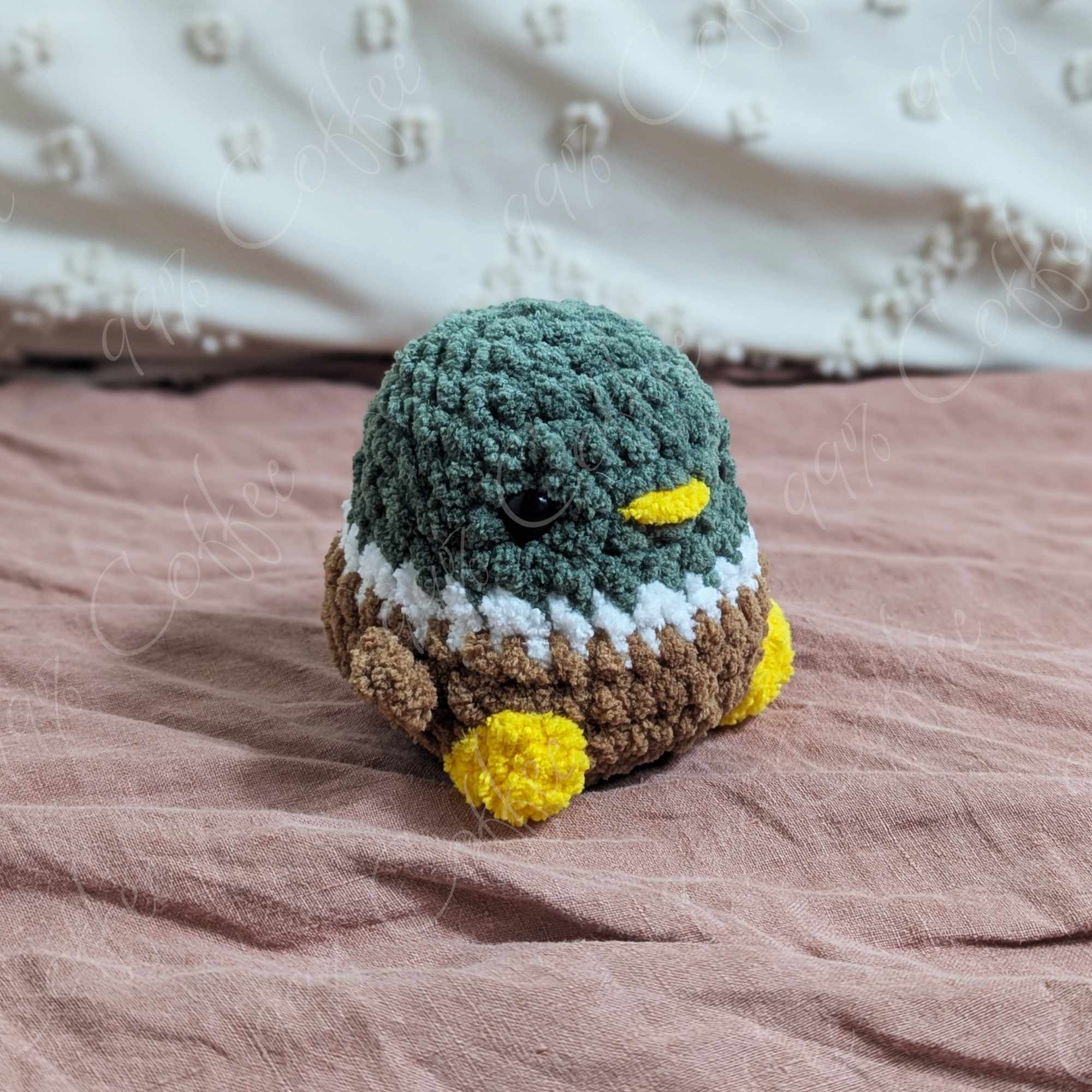 Chubby Mallard Duck Stuffed Animal - Cute Handmade Duck Stuffed Animal - 99% Coffee - #color_mallard