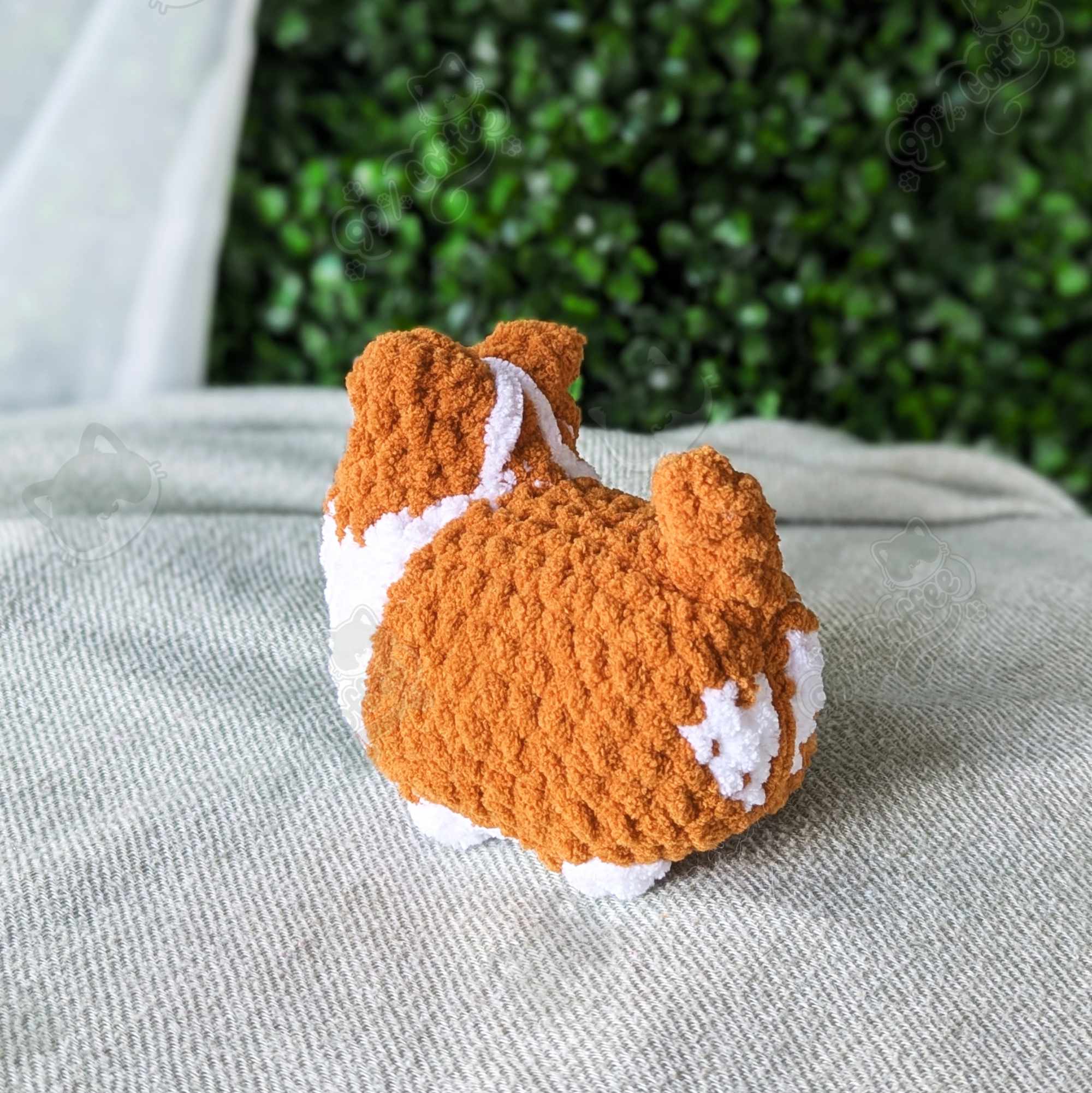 Customizable Loaf Puppy Plushie, Corgi - Handmade Dog Stuffed Animal - 99% Coffee - #color_red