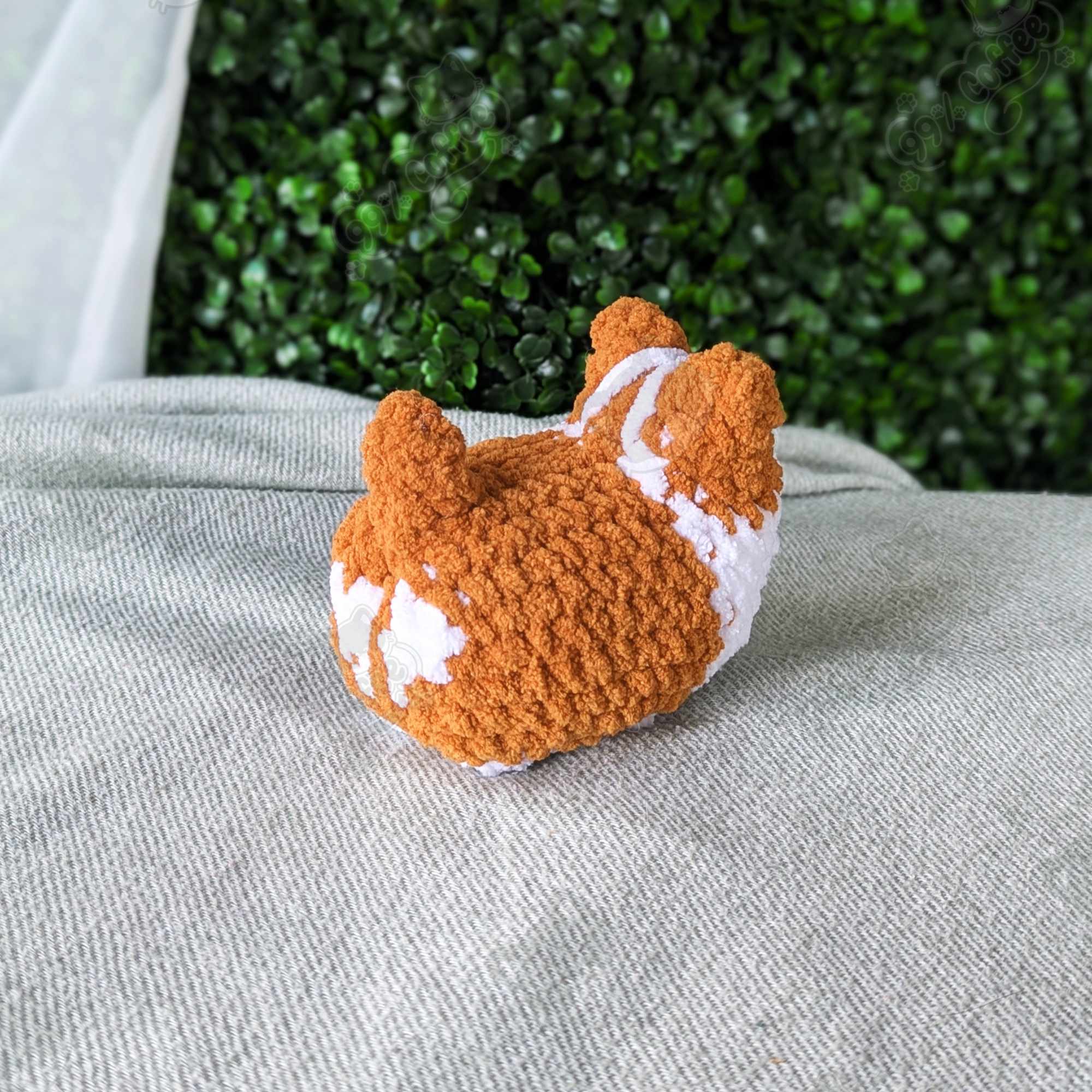 Customizable Loaf Puppy Plushie, Corgi - Handmade Dog Stuffed Animal - 99% Coffee - #color_red