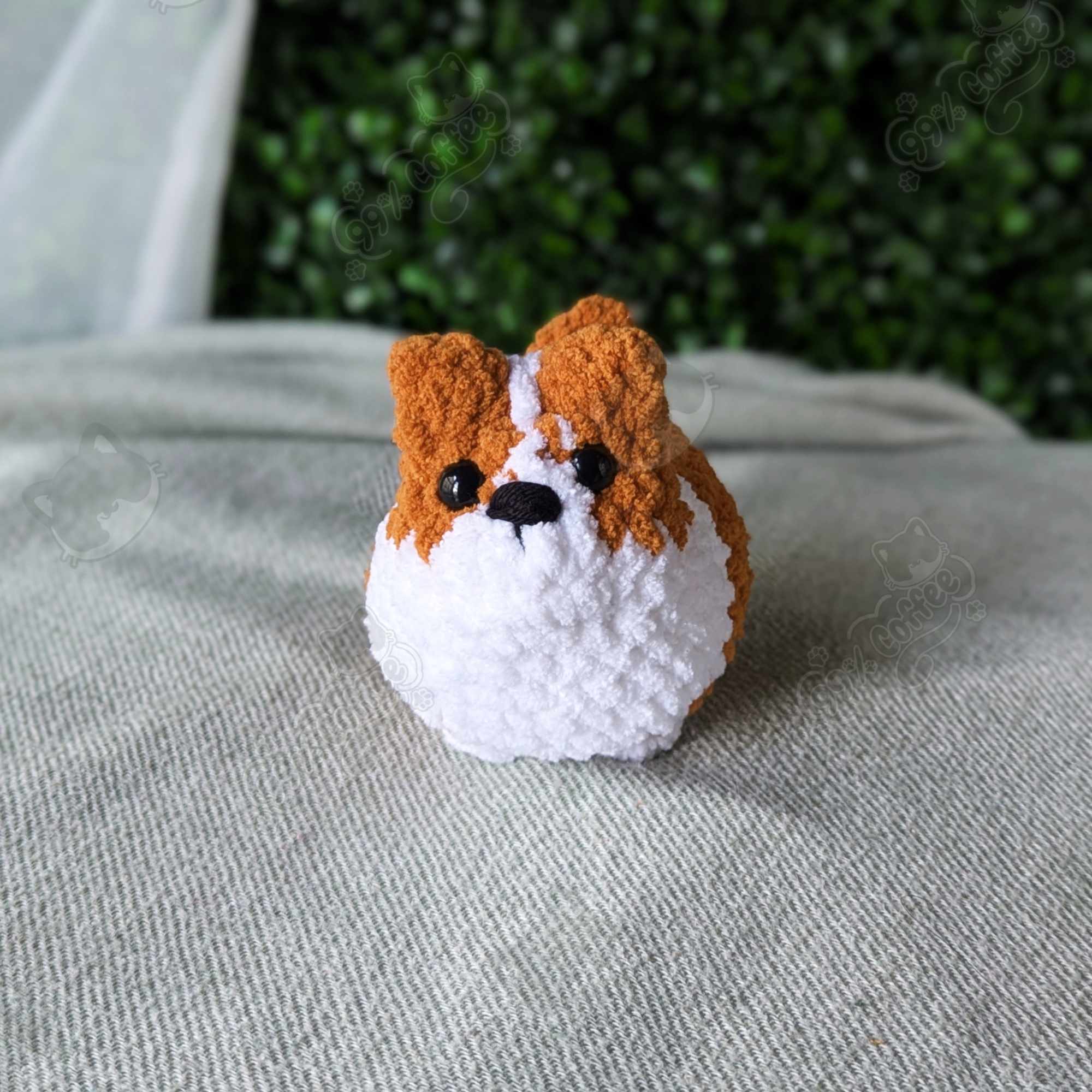 Customizable Loaf Puppy Plushie, Corgi - Handmade Dog Stuffed Animal - 99% Coffee - #color_red