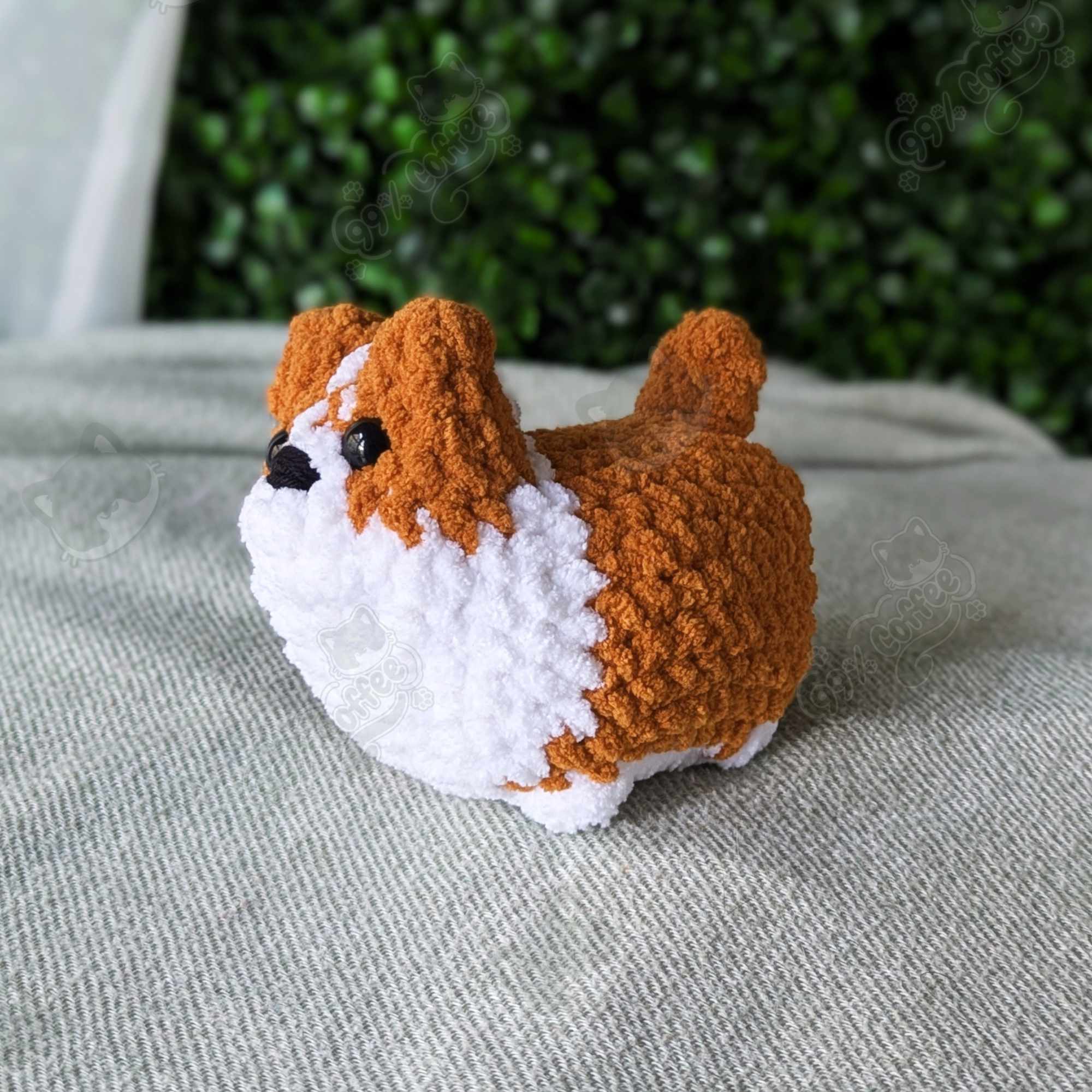 Customizable Loaf Puppy Plushie, Corgi - Handmade Dog Stuffed Animal - 99% Coffee - #color_Red