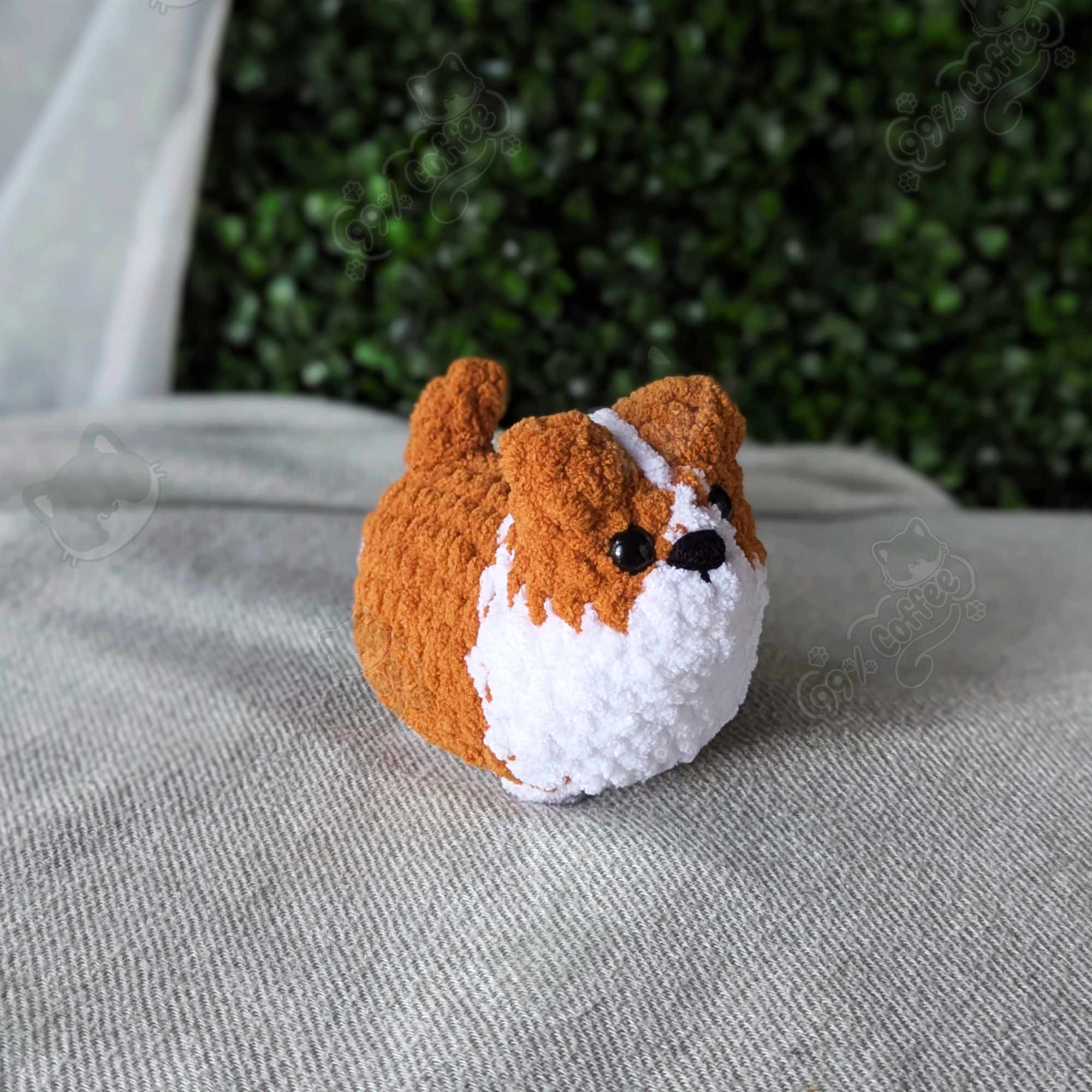 Customizable Loaf Puppy Plushie, Corgi - Handmade Dog Stuffed Animal - 99% Coffee - #color_Red