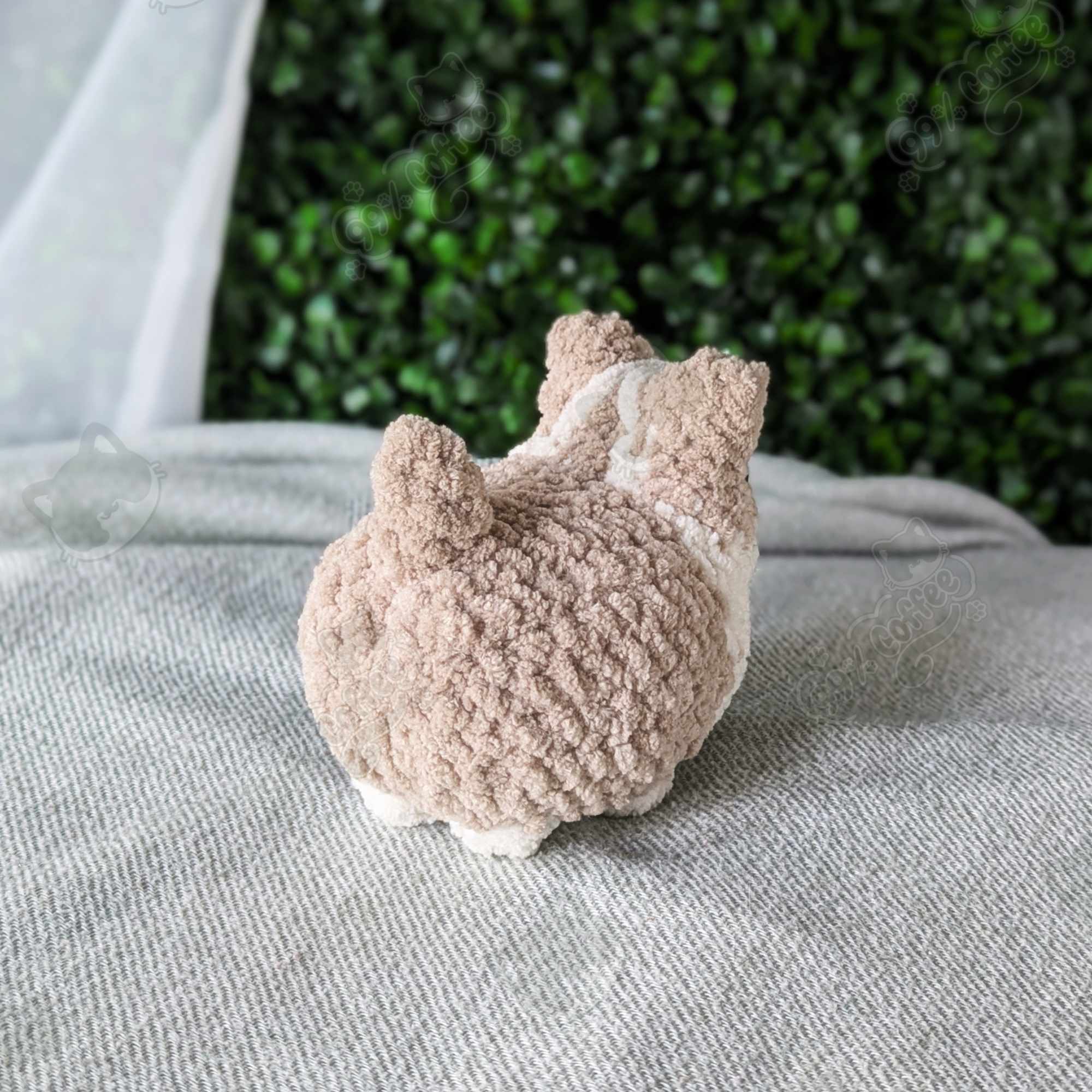 Customizable Loaf Puppy Plushie, Corgi - Handmade Dog Stuffed Animal - 99% Coffee - #color_tan