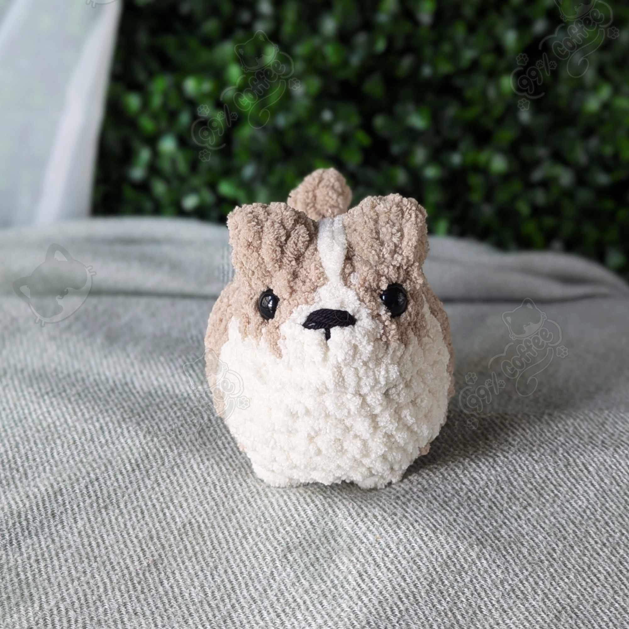Customizable Loaf Puppy Plushie, Corgi - Handmade Dog Stuffed Animal - 99% Coffee - #color_tan