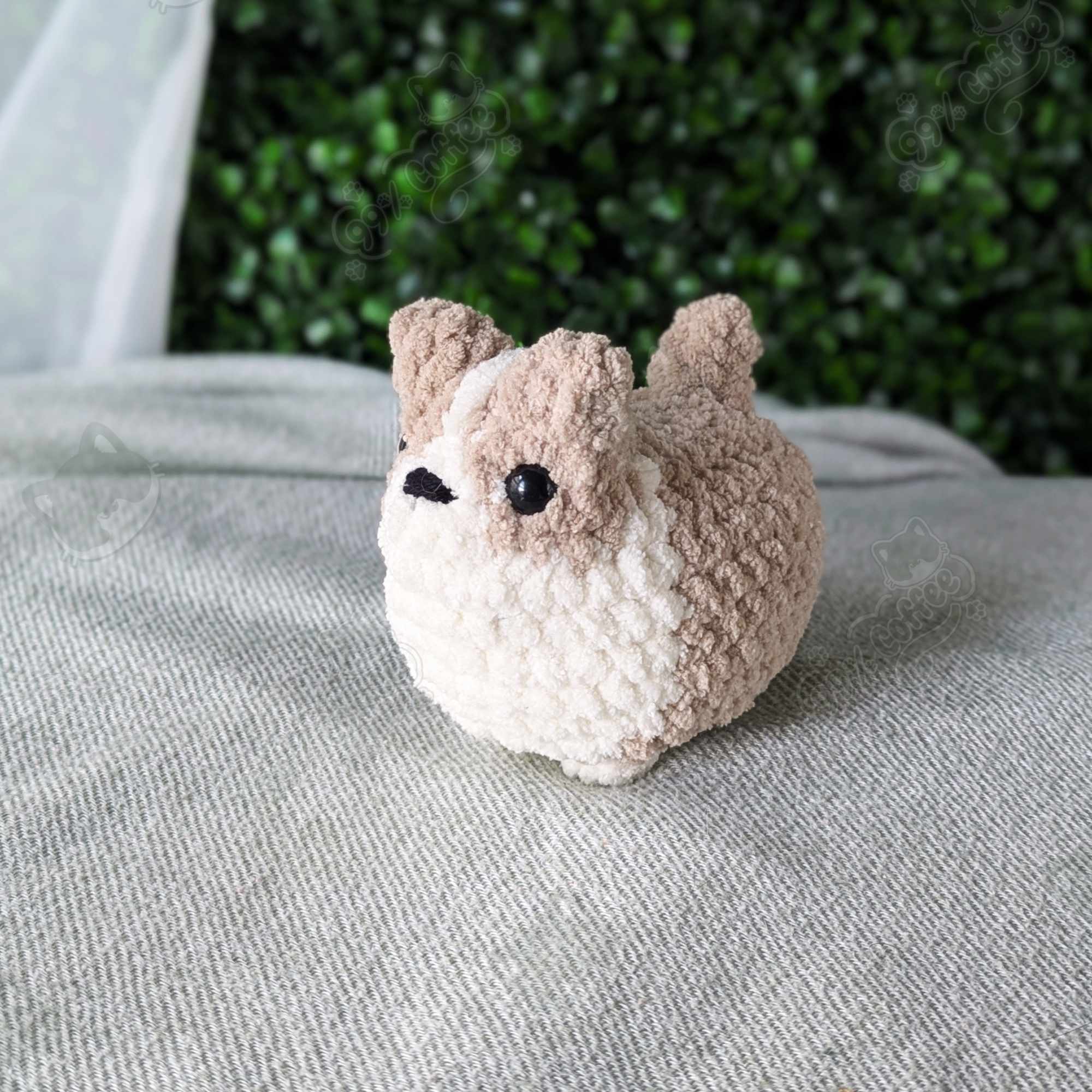 Customizable Loaf Puppy Plushie, Corgi - Handmade Dog Stuffed Animal - 99% Coffee - #color_Tan