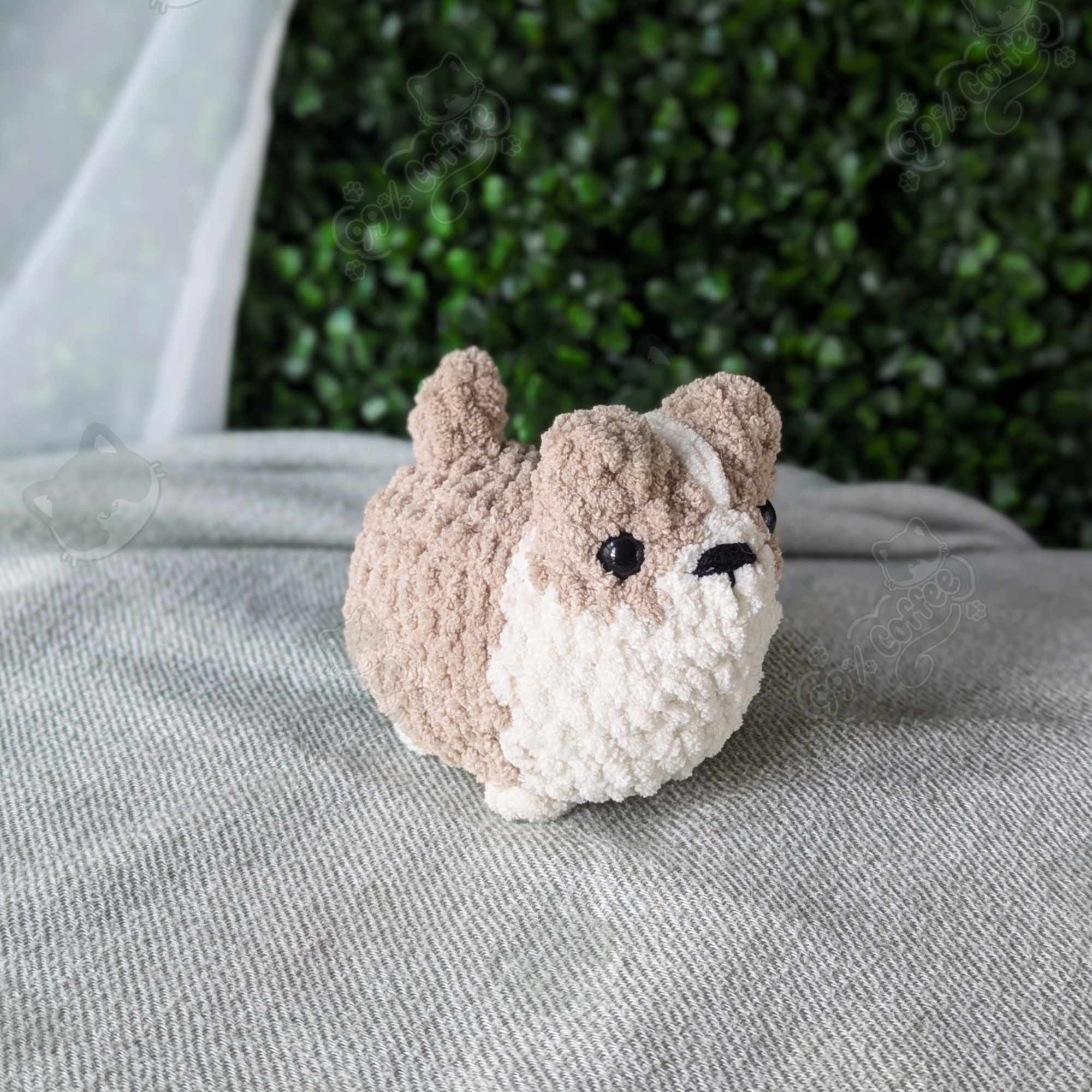 Customizable Loaf Puppy Plushie, Corgi - Handmade Dog Stuffed Animal - 99% Coffee - #color_Tan