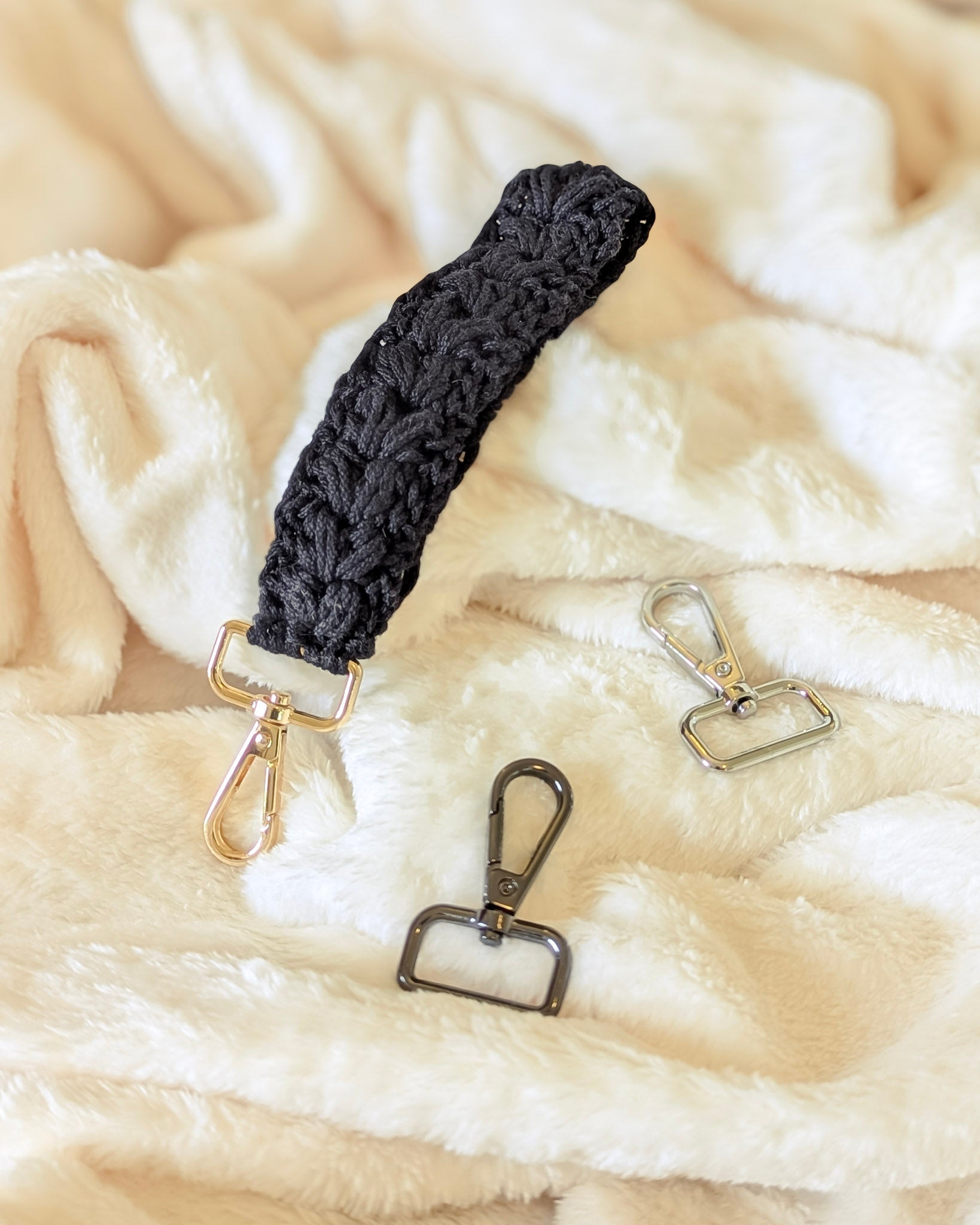 Custom Cotton Keychain Wristlet - 99% Coffee #color_black