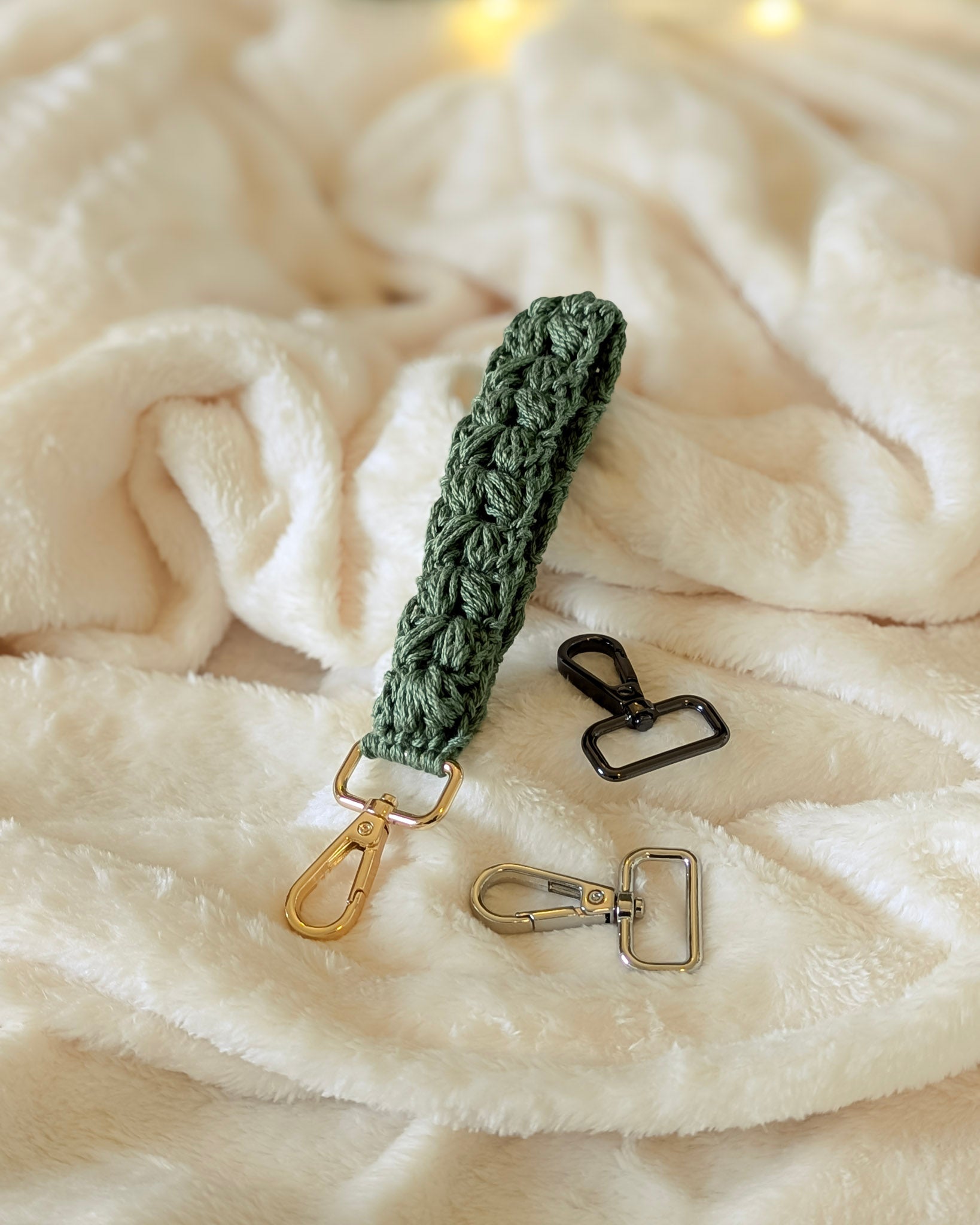 Custom Cotton Keychain Wristlet - 99% Coffee #color_green