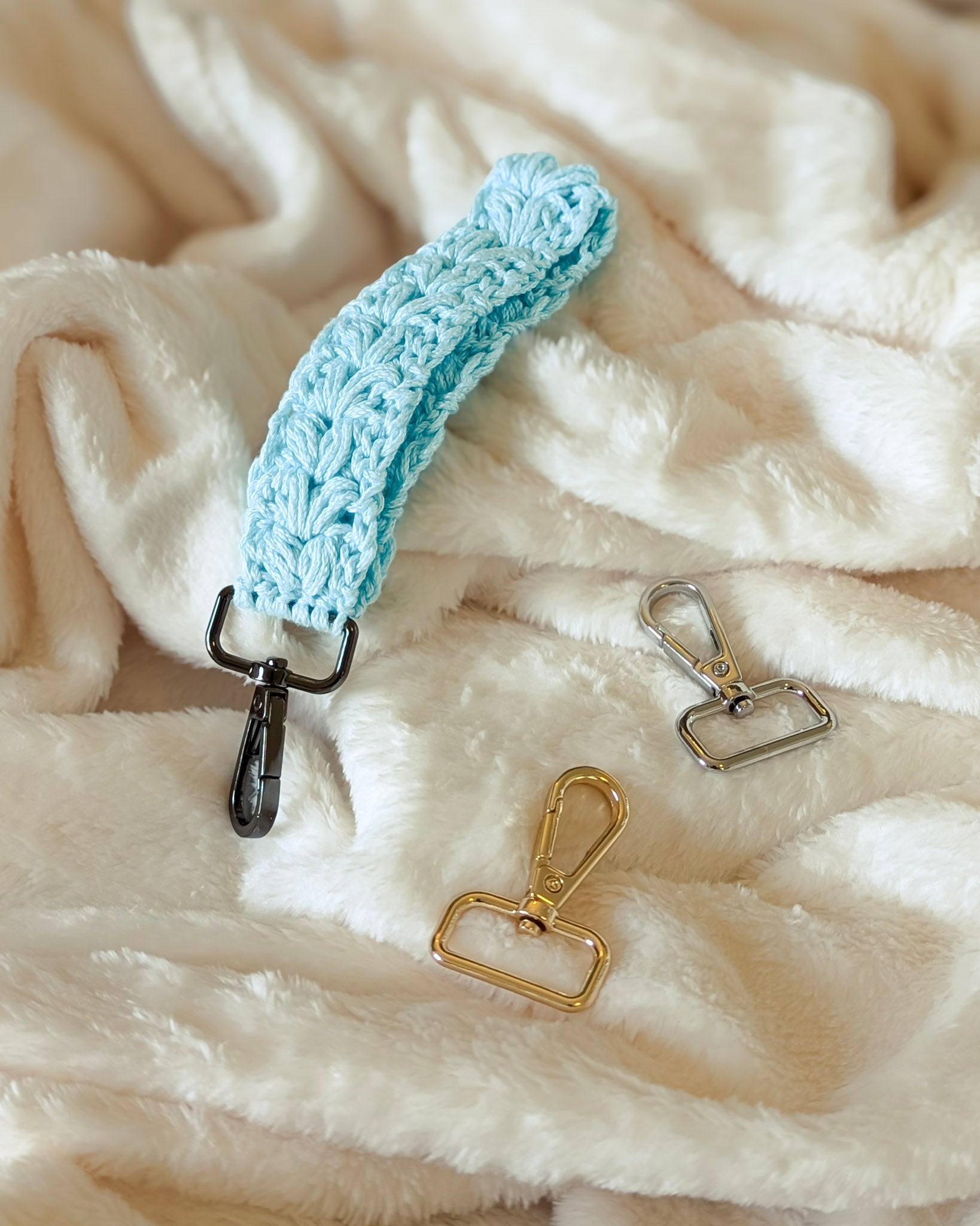 Custom Cotton Keychain Wristlet - 99% Coffee #color_light-blue