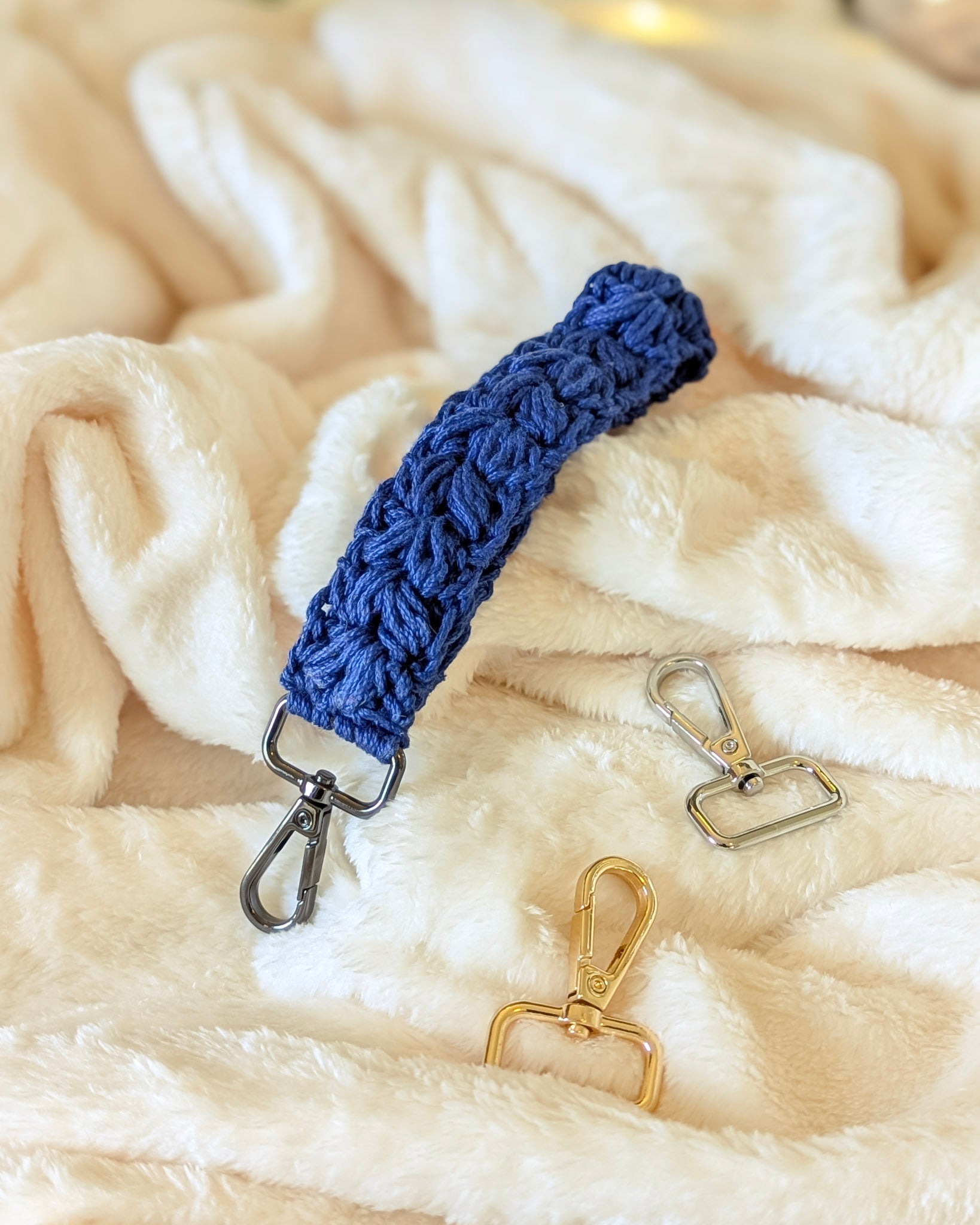 Custom Cotton Keychain Wristlet - 99% Coffee #color_navy