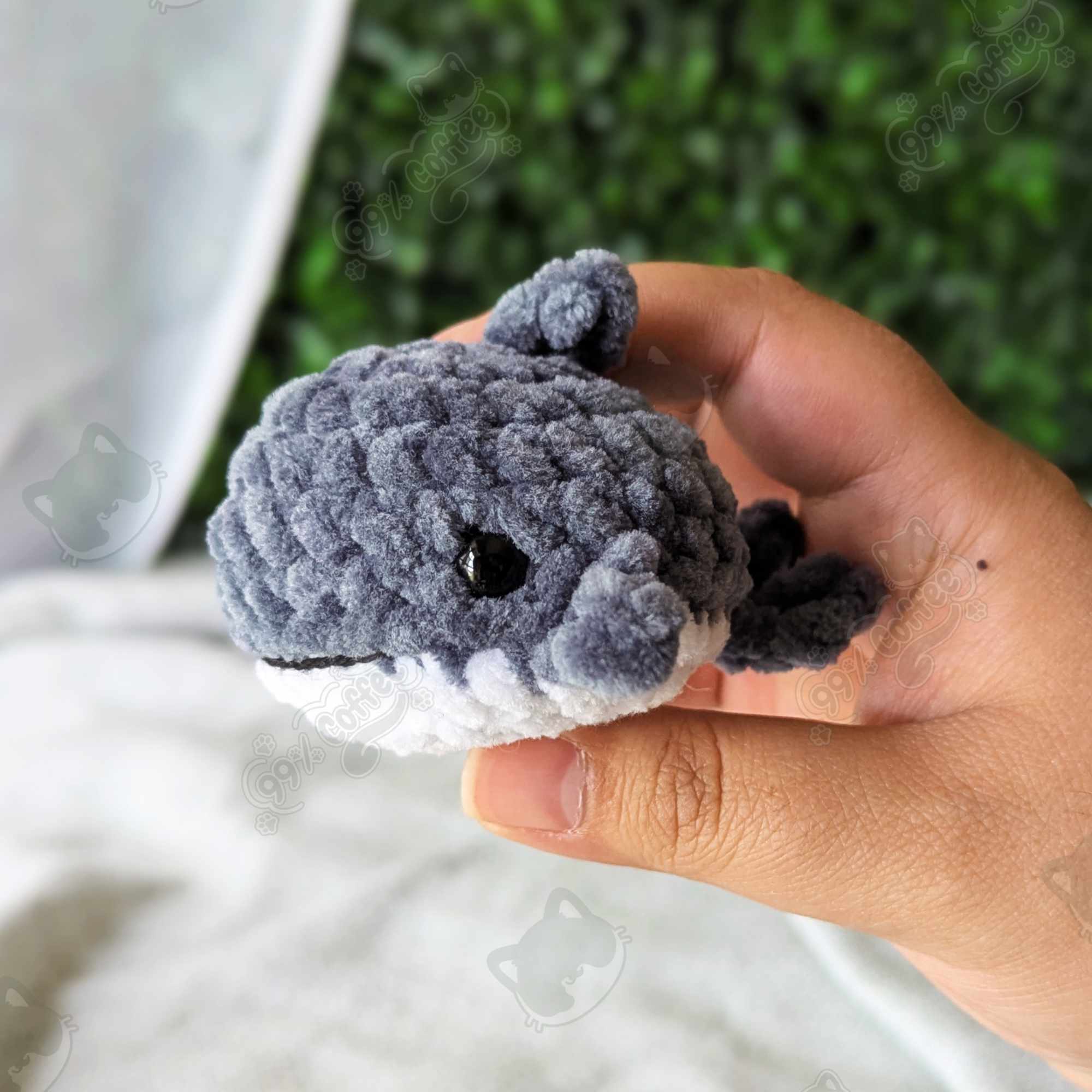 Shark Plushie, Mini - Cute Handmade Small Shark Stuffed Animal Keychain - 99% Coffee - #color_Grey