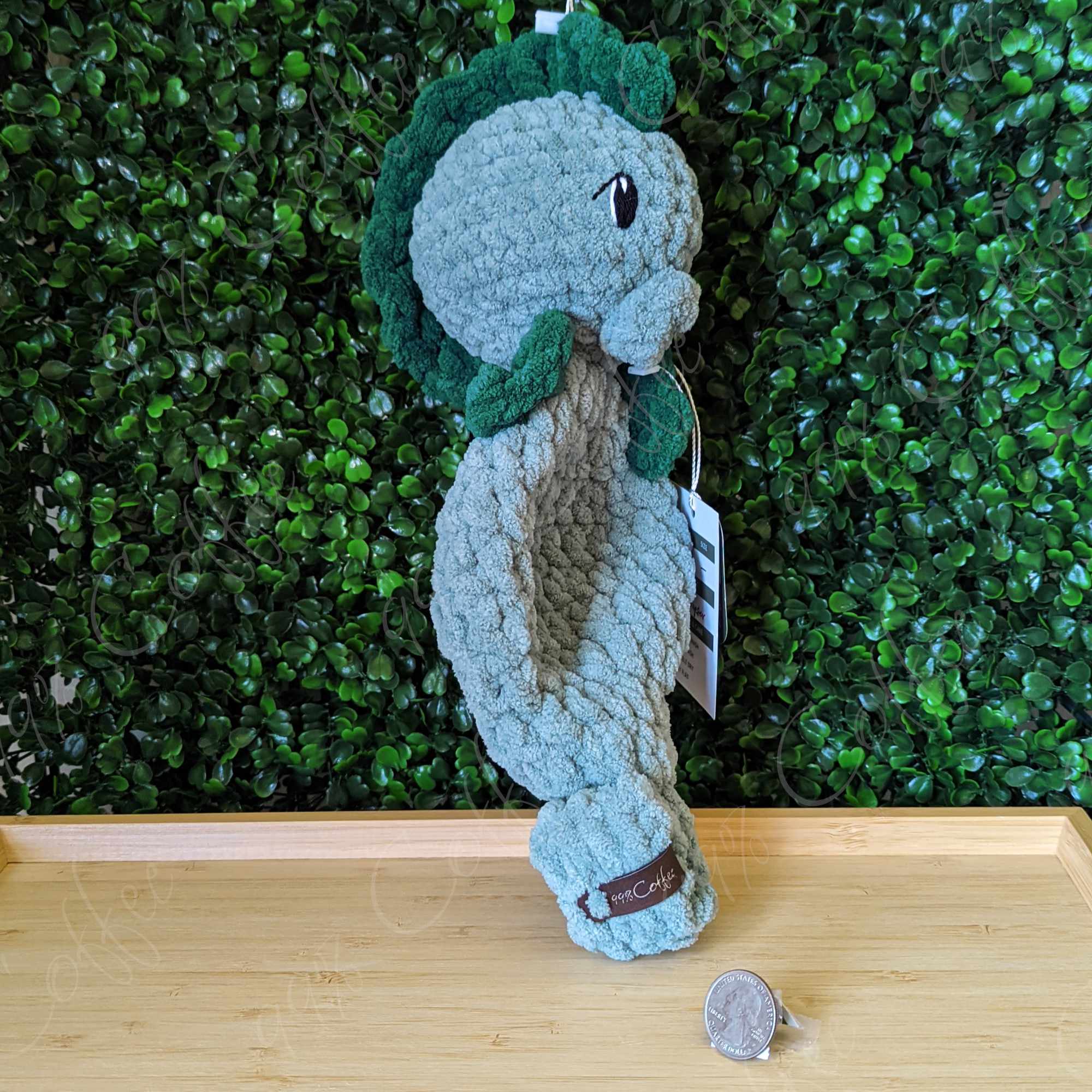 Seahorse Snuggler - Cute Handmade Seahorse Baby Lovey - 99% Coffee - #color_Green