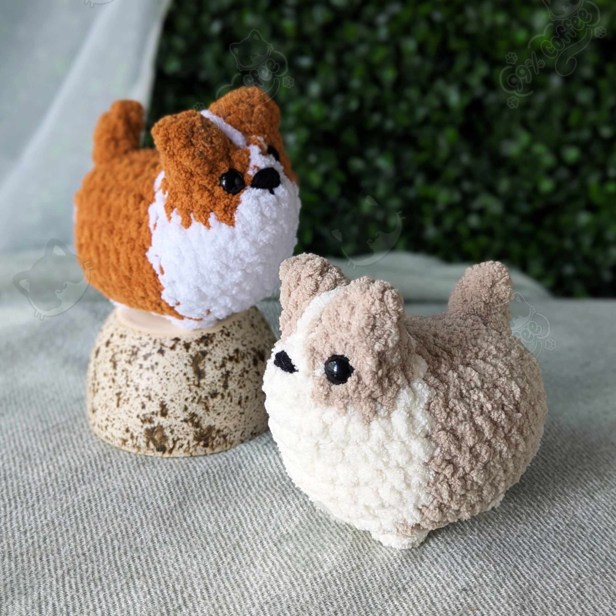 Customizable Loaf Puppy Plushie, Corgi - Handmade Dog Stuffed Animal - 99% Coffee - #color_group