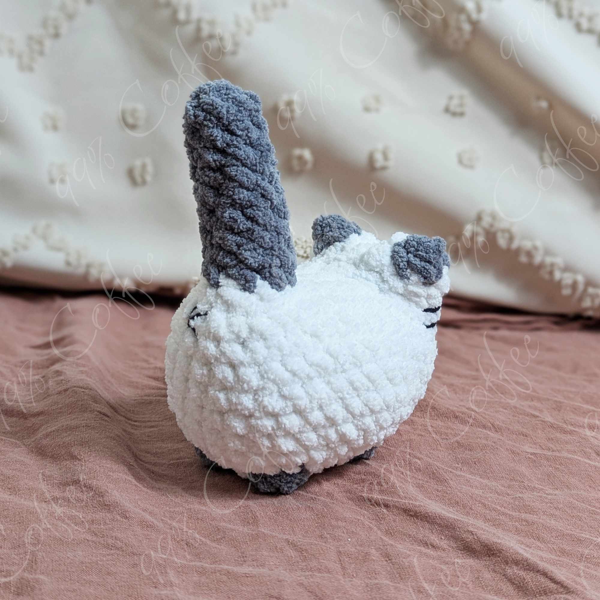 Customizable Loaf Cat Plushie, Siamese - Cute Handmade Custom Cat Stuffed Animal - 99% Coffee - #color_lilac-point