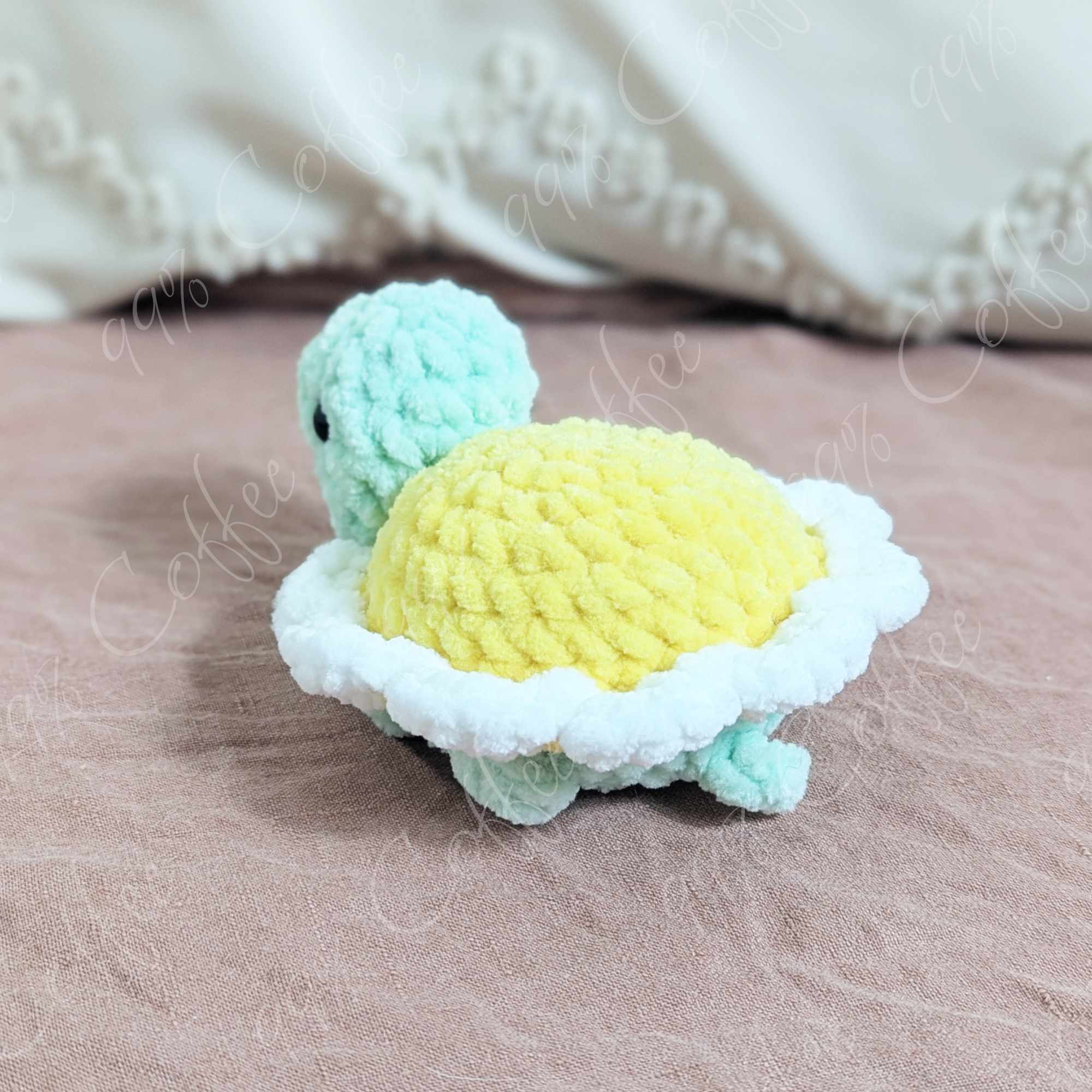Mini Daisy Turtle Stuffed Animal - Cute Handmade Fruit Turtle Stuffed Animal - 99% Coffee - #color_daisy