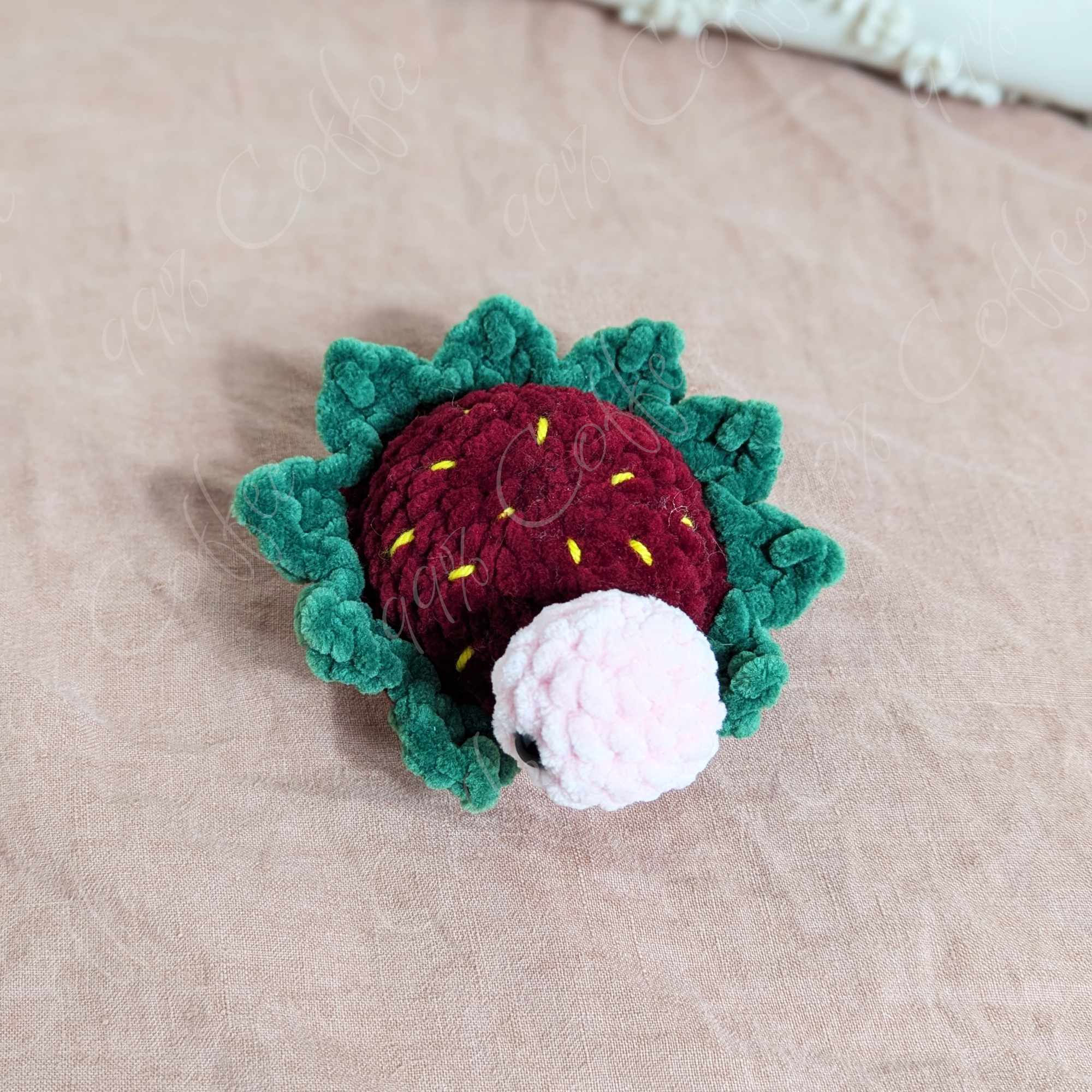Mini Strawberry Turtle Stuffed Animal - Cute Handmade Small Fruit Turtle Stuffed Animal - 99% Coffee - #color_strawberry